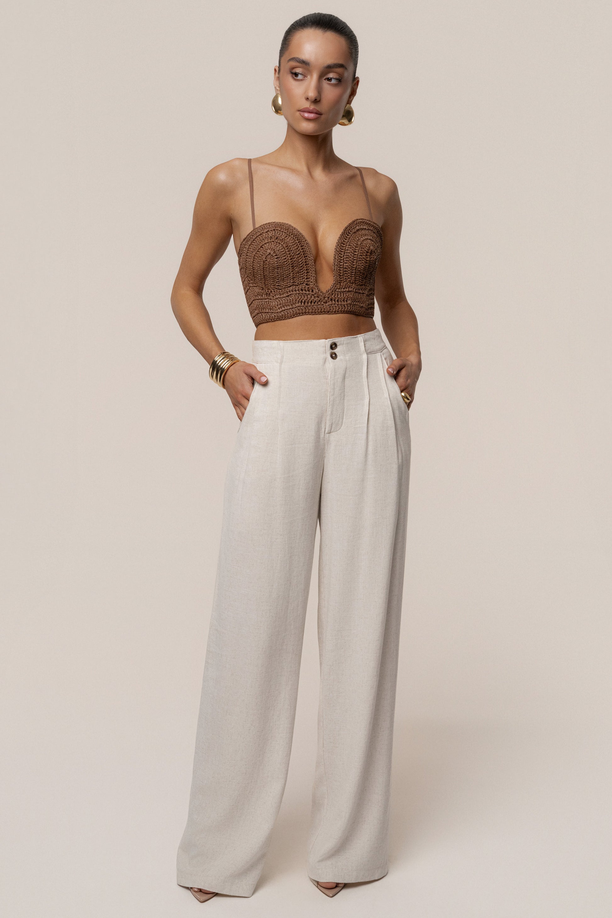 PRE-ORDER Brown Sail Away Texture Bustier JLUXLABEL