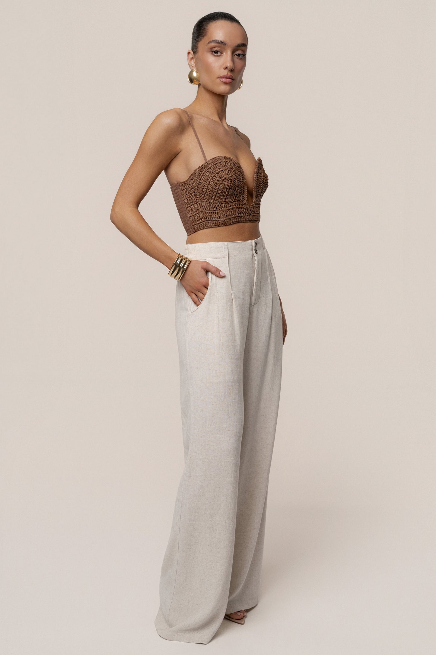PRE-ORDER Brown Sail Away Texture Bustier JLUXLABEL