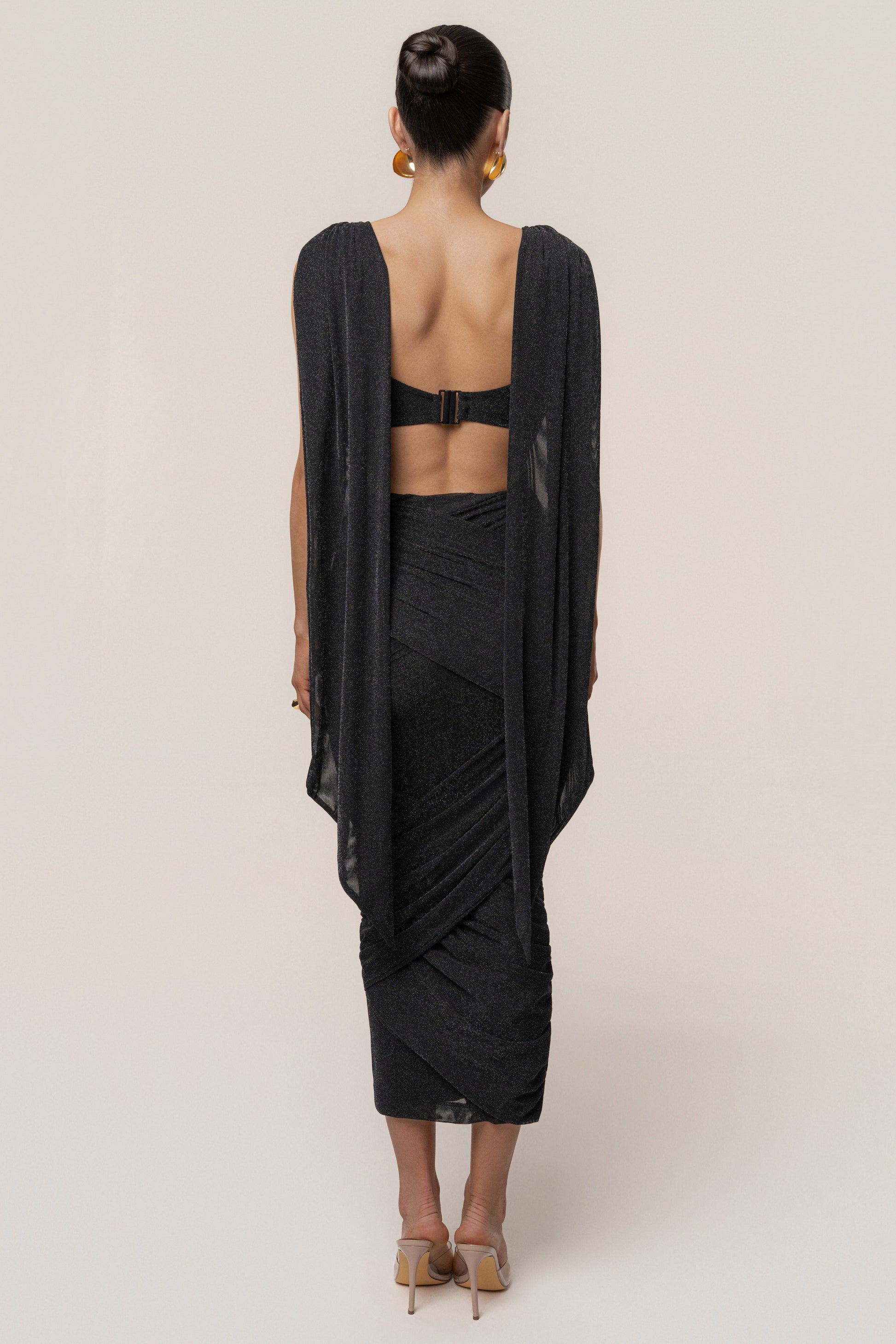 Black Divine Drape Skirt Set JLUXLABEL