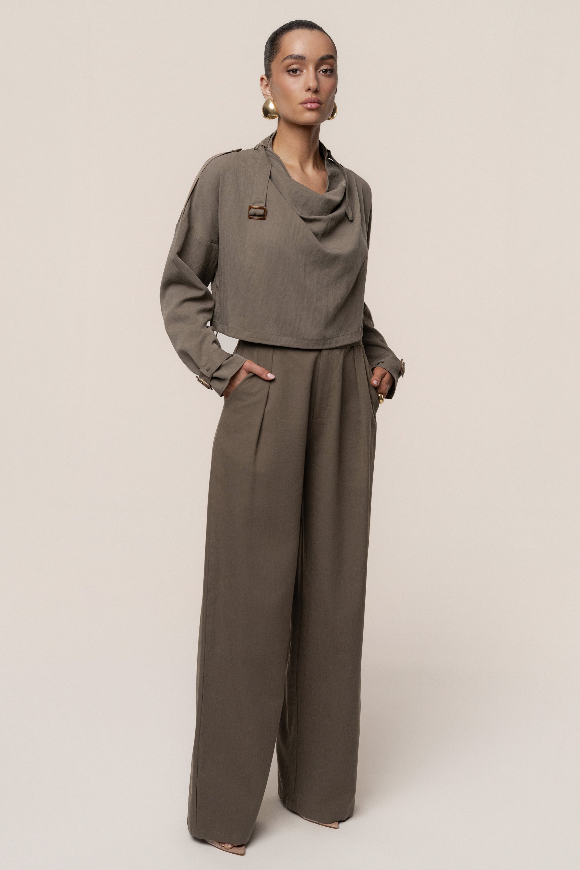 Dark Taupe Wanderlust Crop Top JLUXLABEL