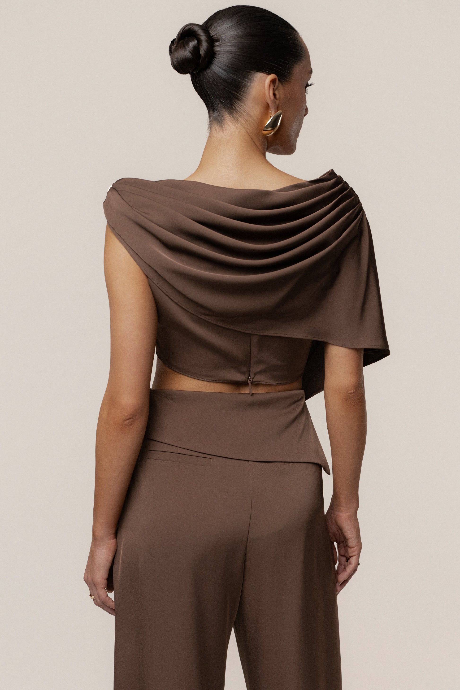 Chocolate Gleam and Glow Satin Top JLUXLABEL