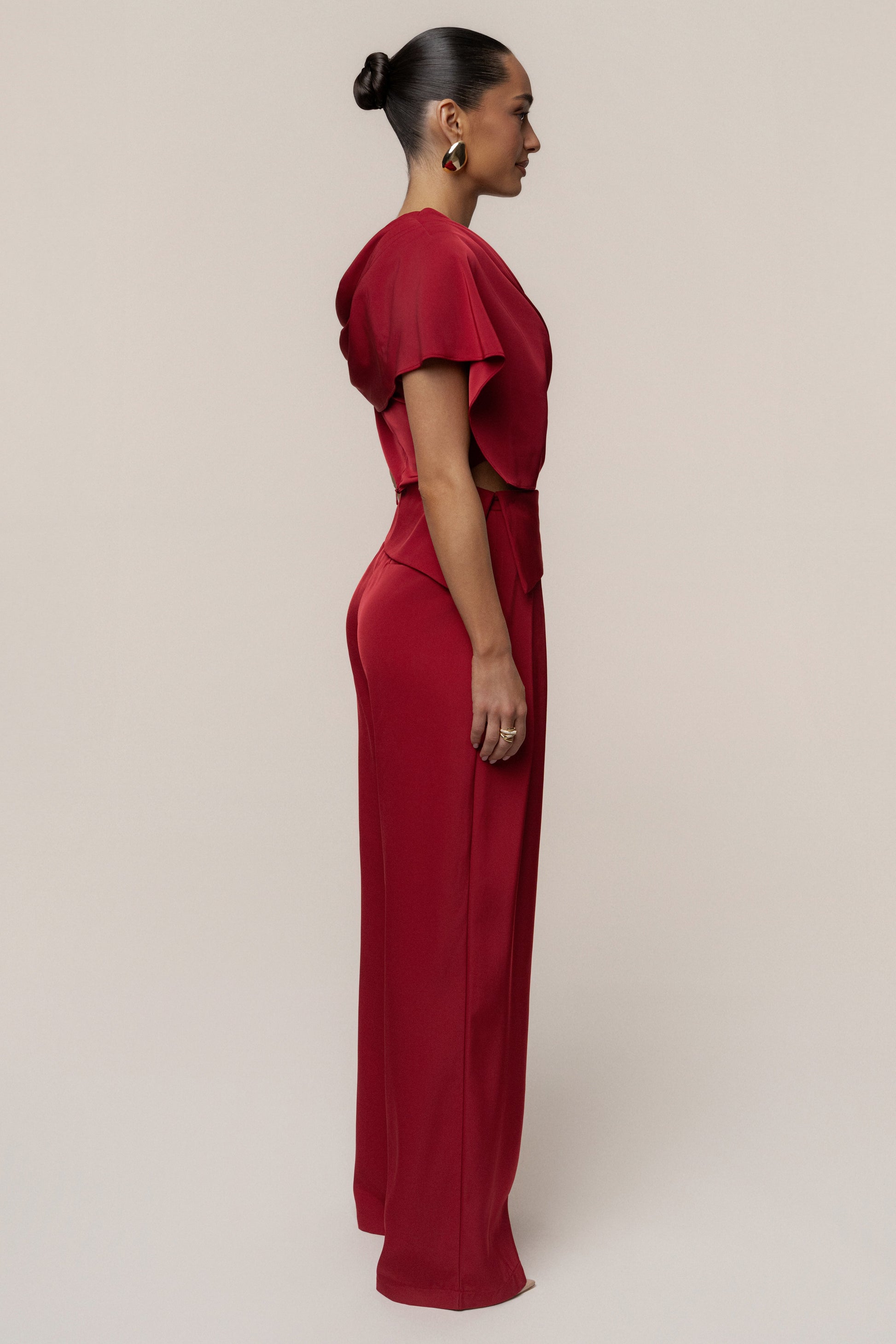 Red Gleam and Glow Satin Top JLUXLABEL