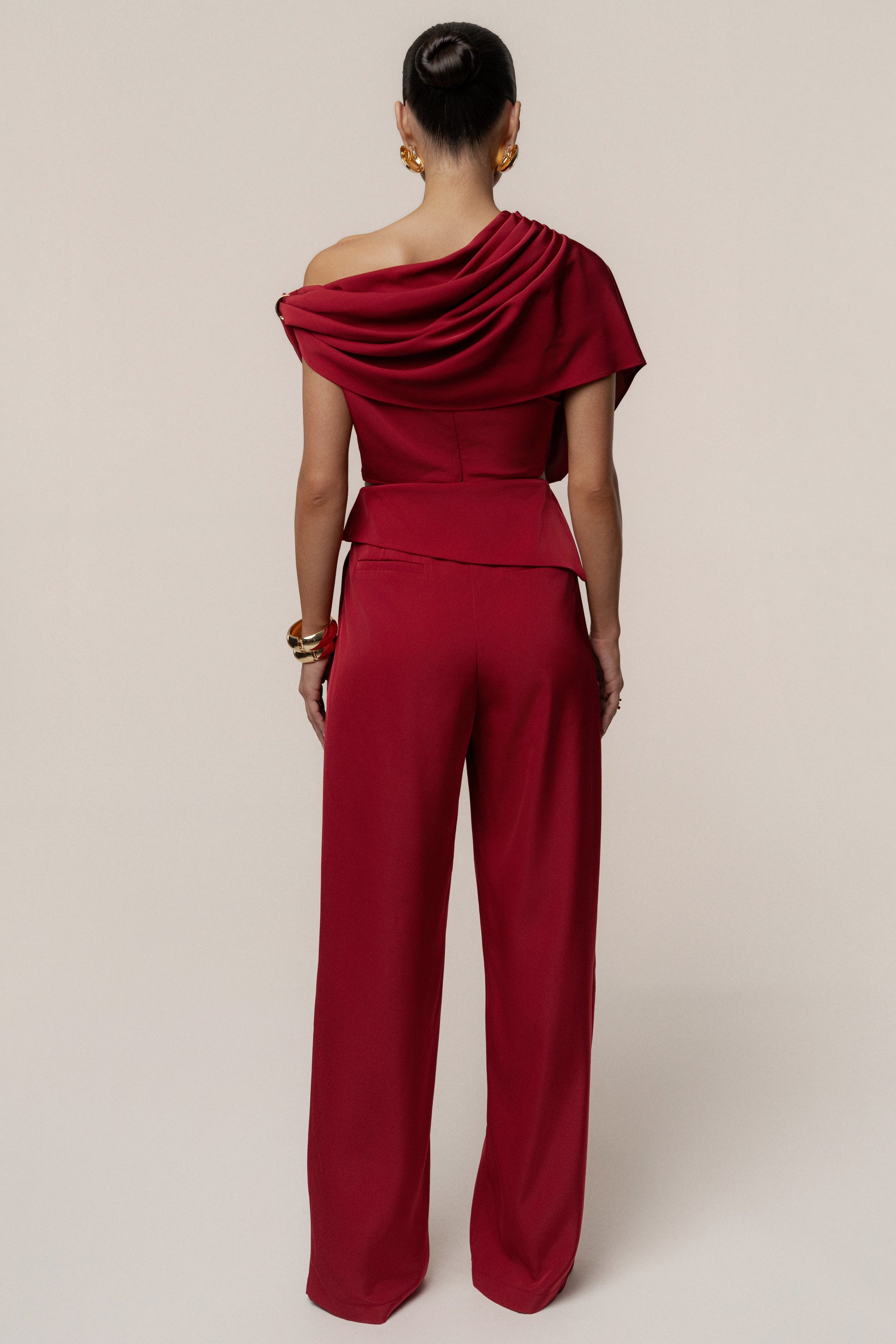 Red Gleam and Glow Satin Top JLUXLABEL