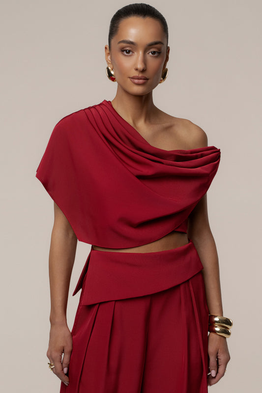 Red Gleam and Glow Satin Top JLUXLABEL