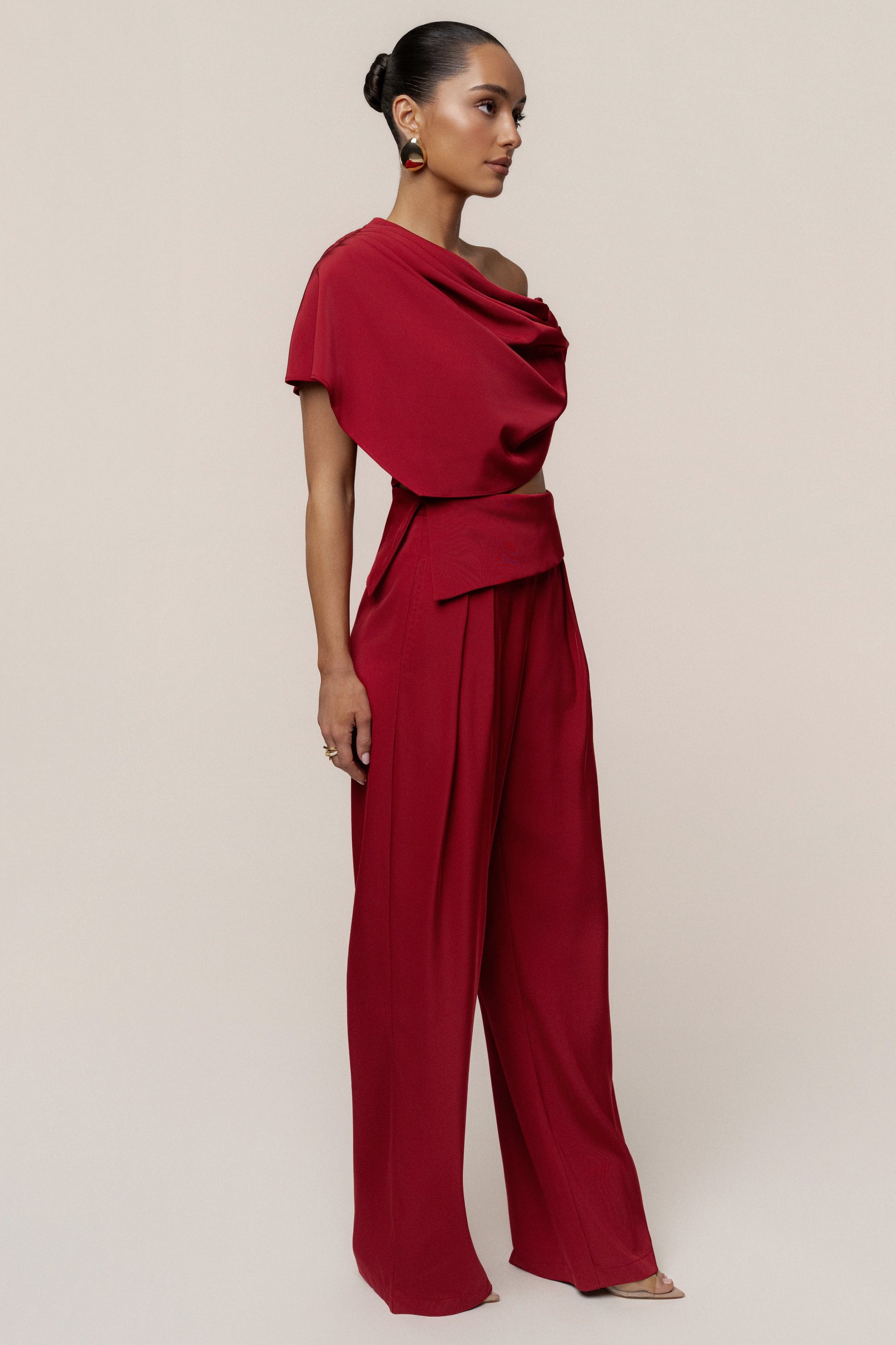 Red Gleam and Glow Satin Top JLUXLABEL