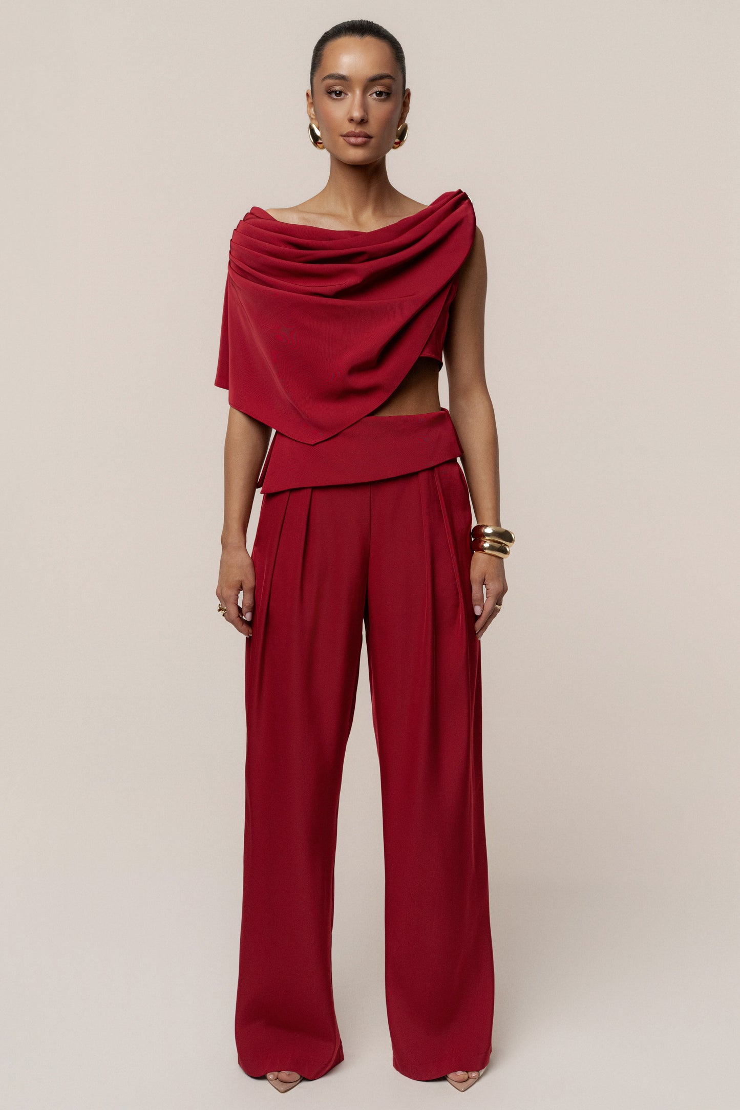Red Gleam and Glow Satin Top JLUXLABEL