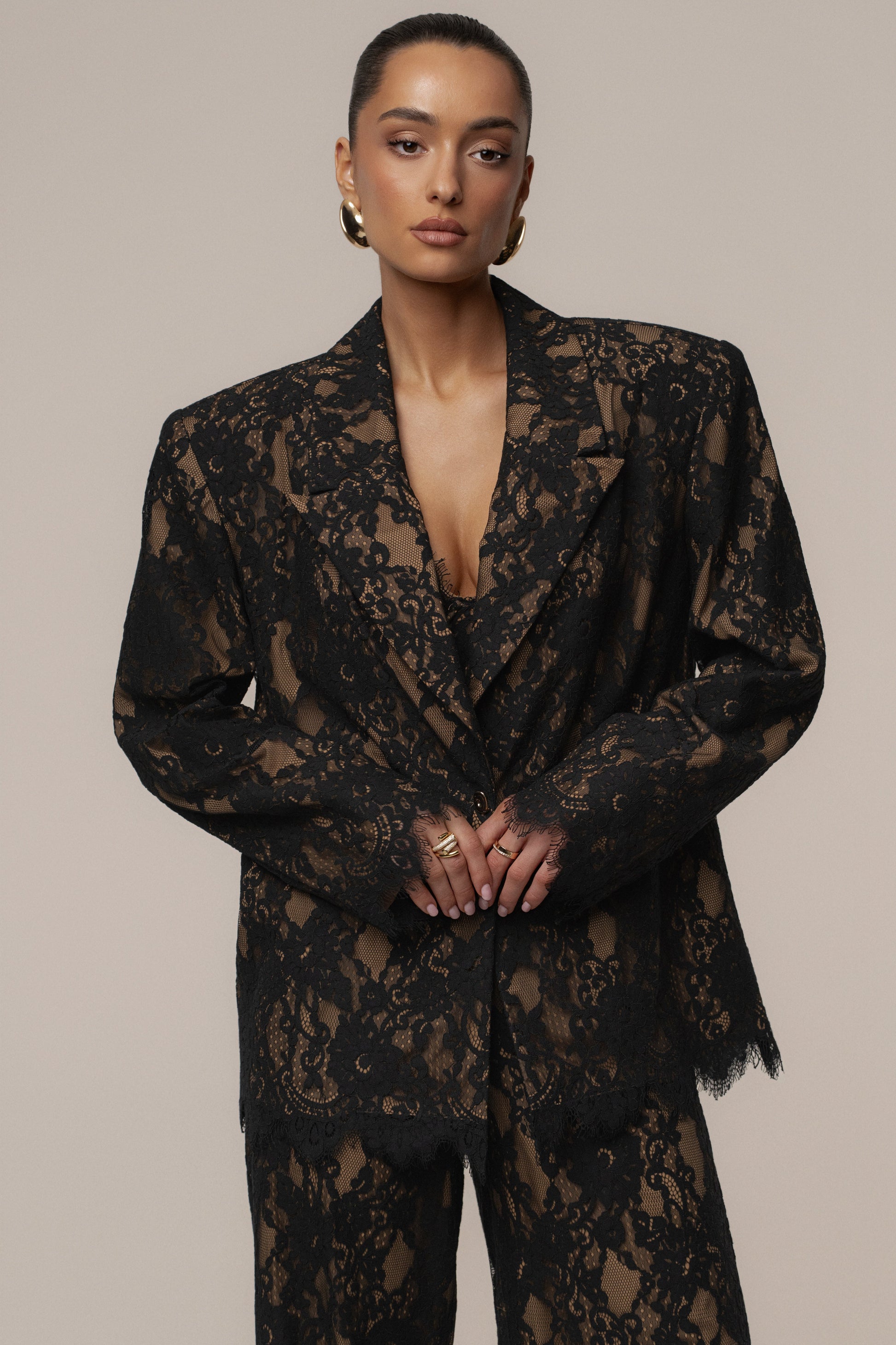 Black Lace And Desire Blazer JLUXLABEL