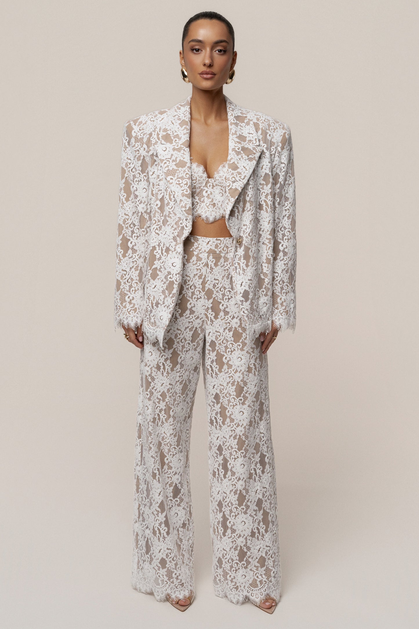 PRE-ORDER White Forever Crush Lace Pant JLUXLABEL