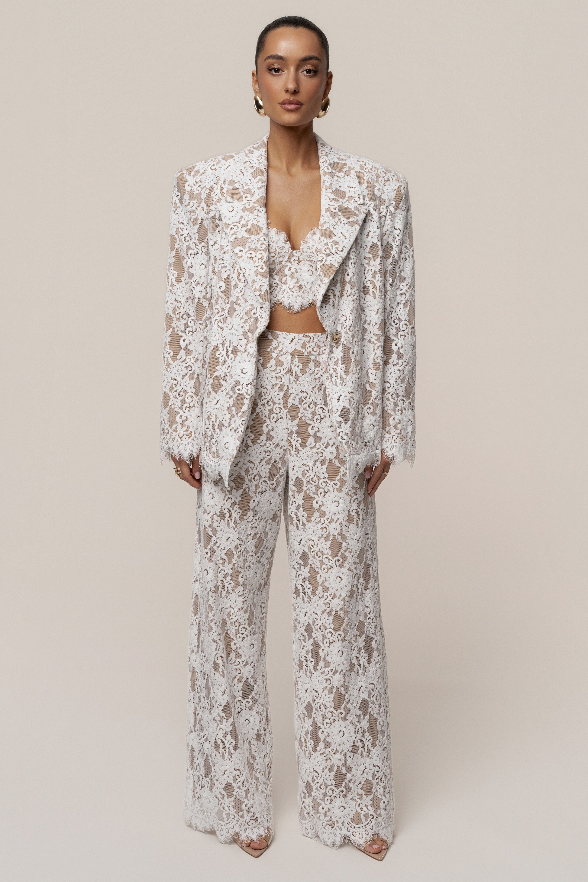 PRE-ORDER White Forever Crush Lace Pant JLUXLABEL