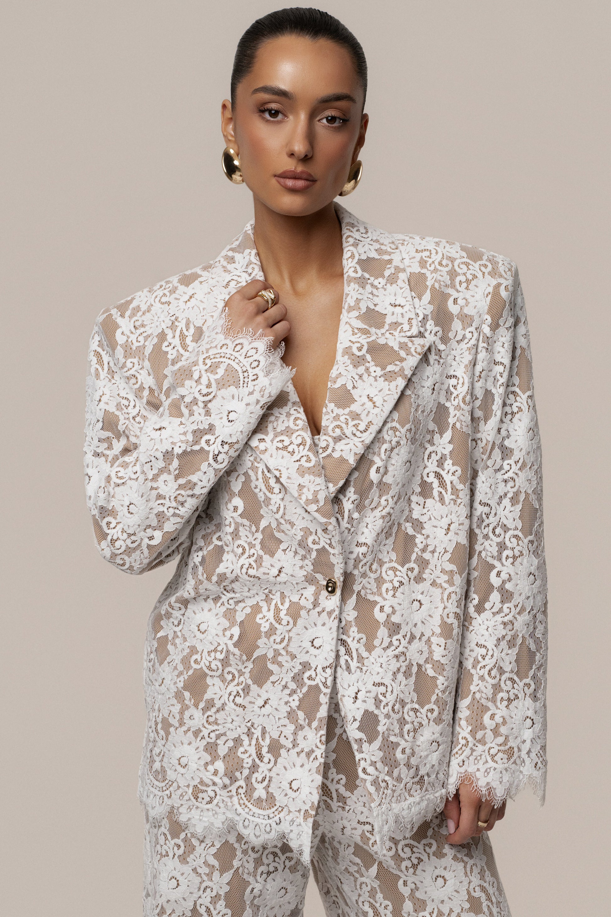 White Lace And Desire Blazer JLUXLABEL