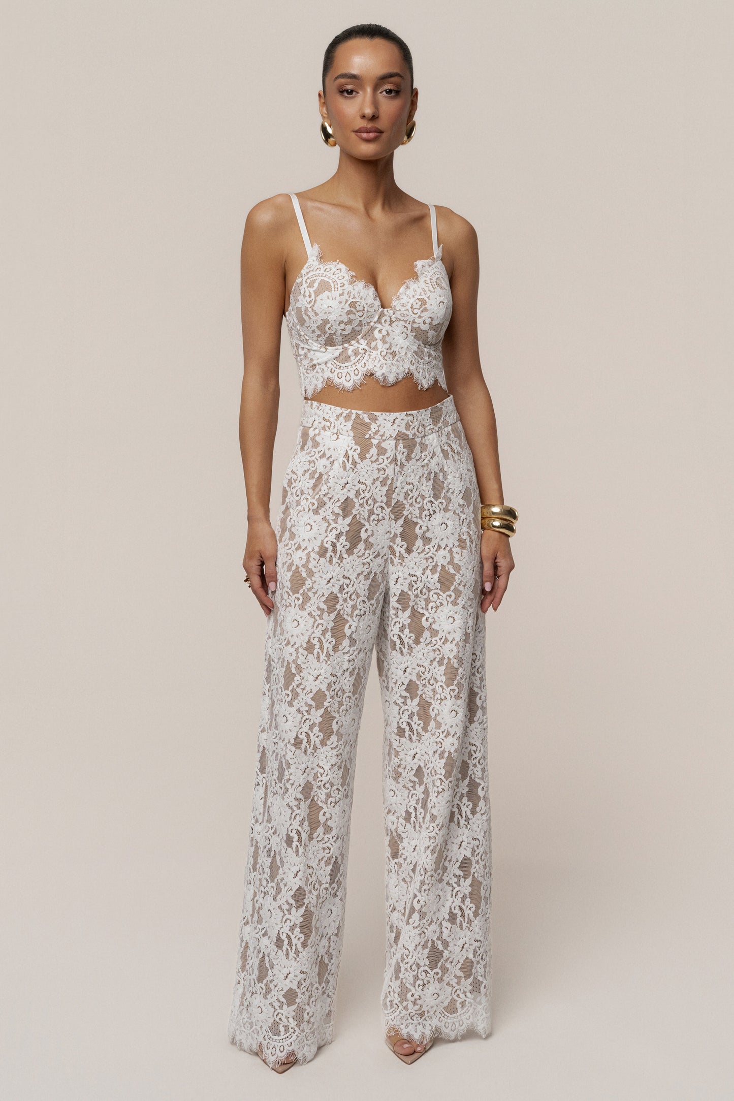 PRE-ORDER White Forever Crush Lace Pant JLUXLABEL