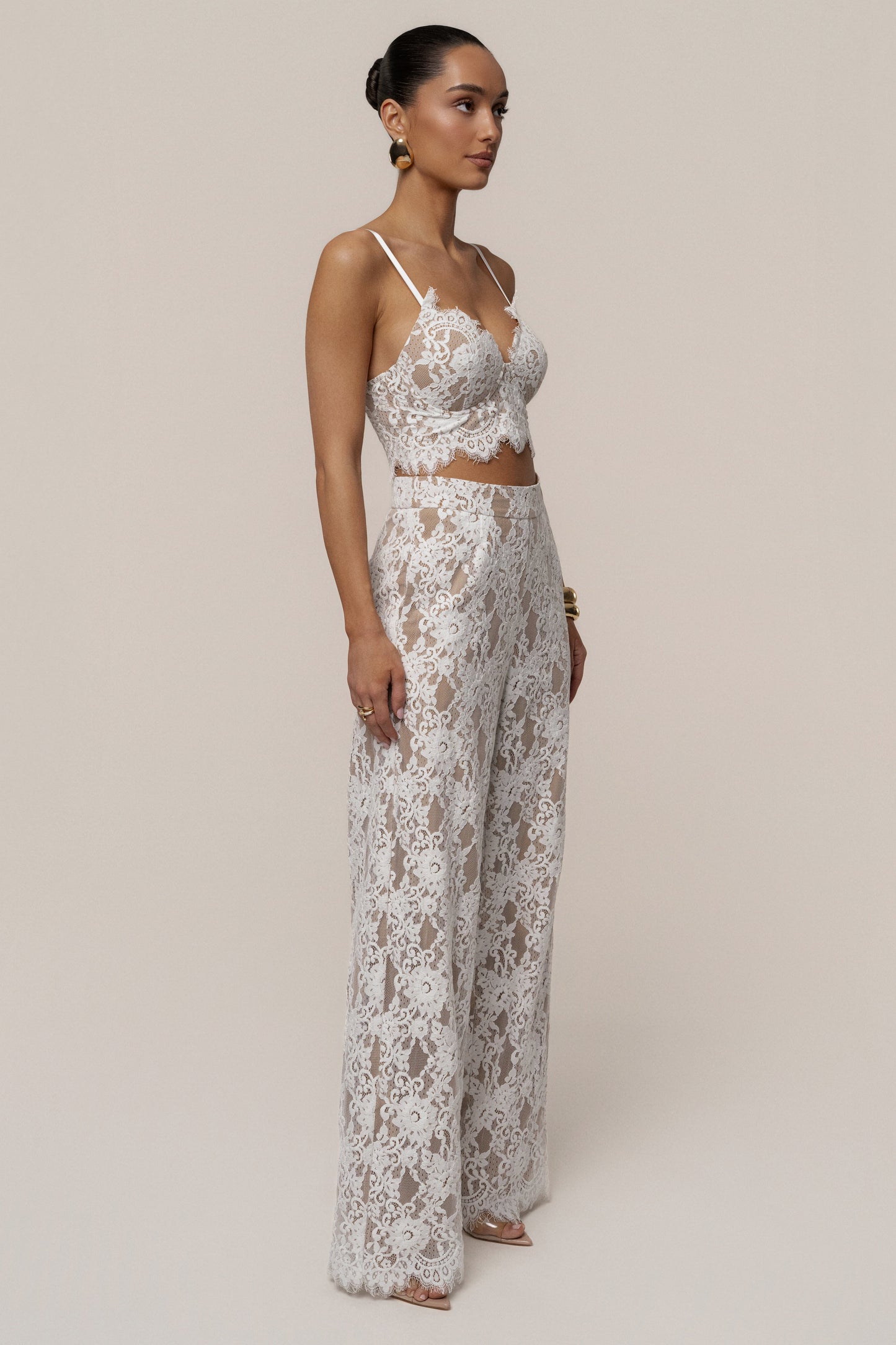 PRE-ORDER White Forever Crush Lace Pant JLUXLABEL