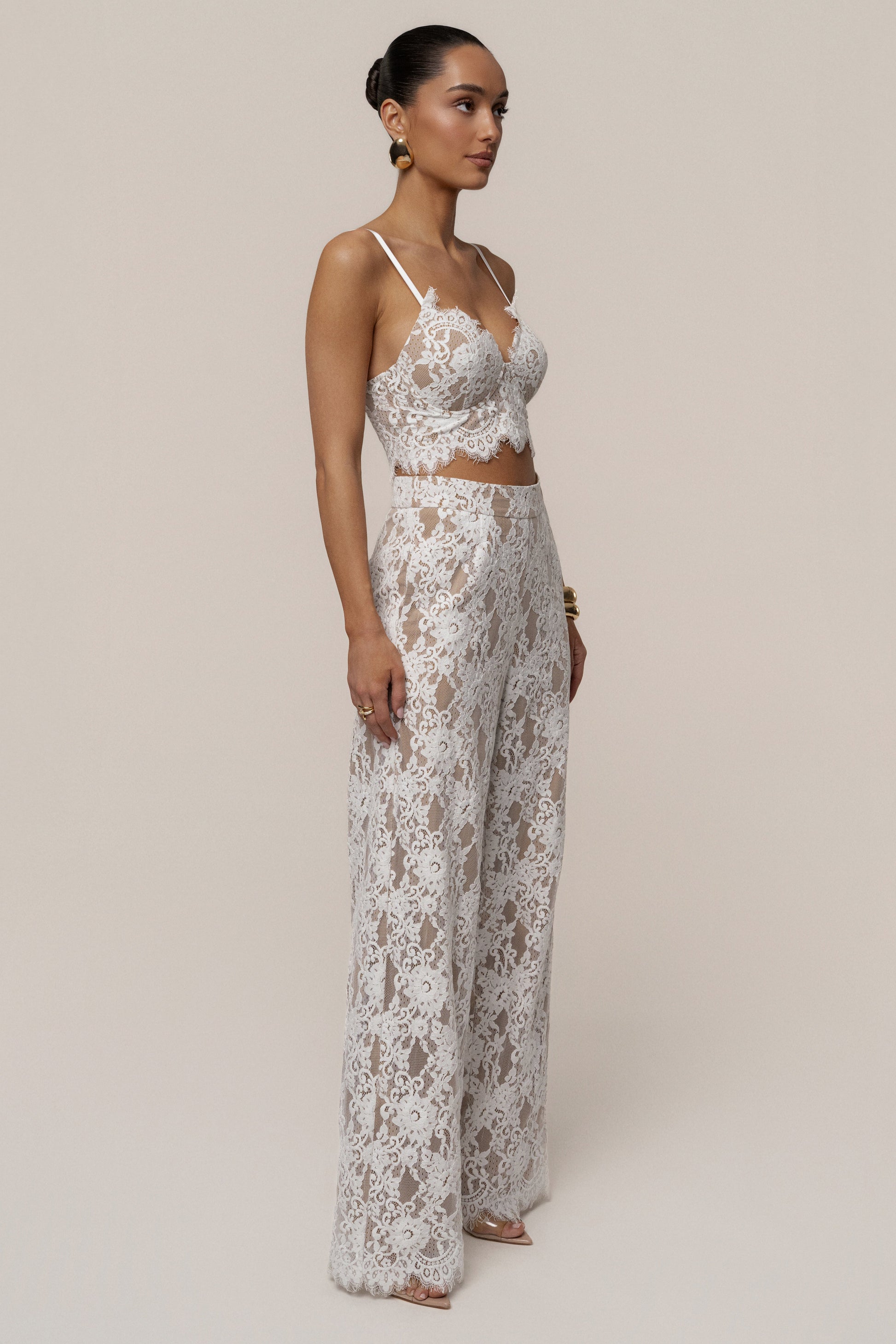 PRE-ORDER White Forever Crush Lace Pant JLUXLABEL
