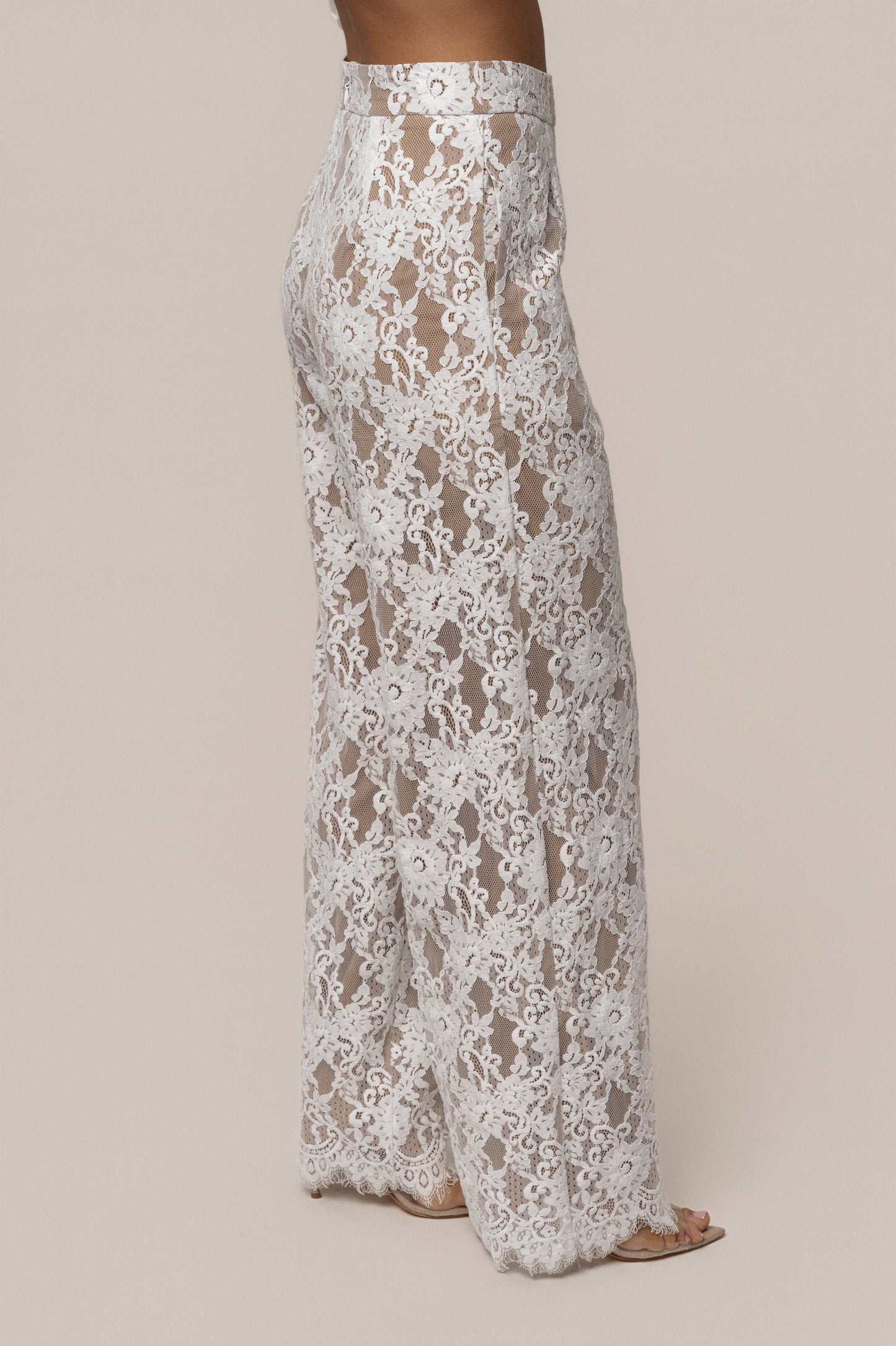 PRE-ORDER White Forever Crush Lace Pant JLUXLABEL