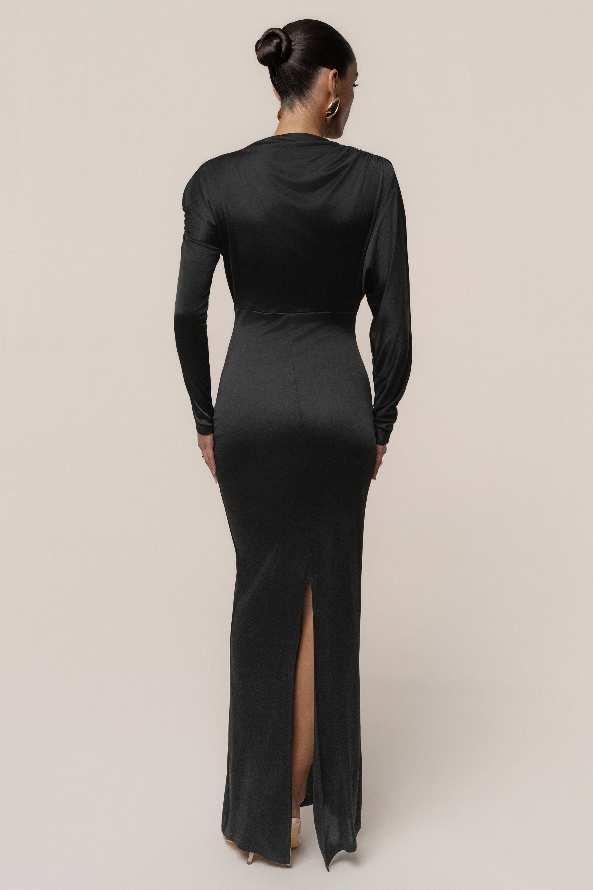 Black Glisten Slit Maxi Dress JLUXLABEL