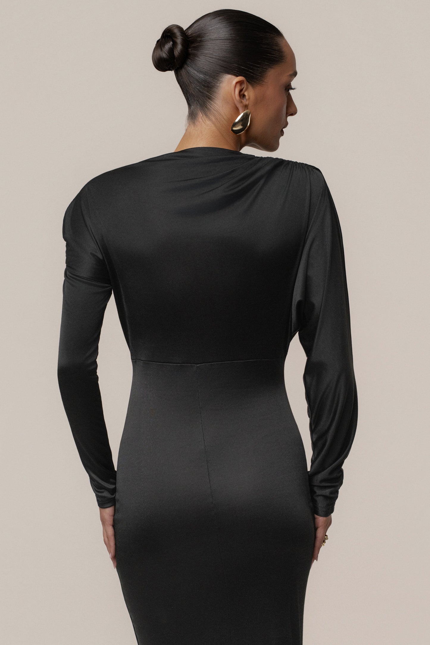 Black Glisten Slit Maxi Dress JLUXLABEL