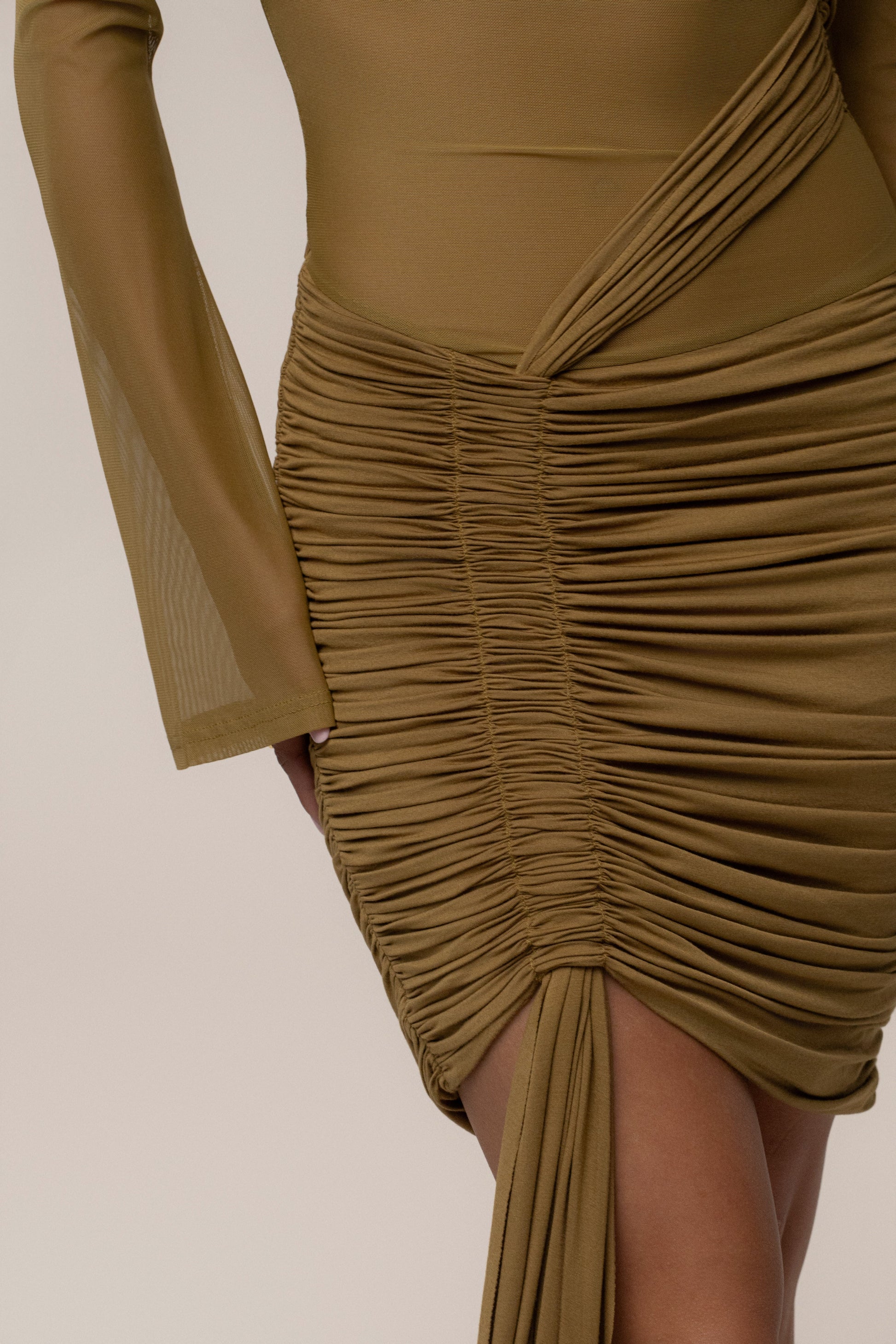 Lime After Hours Drape Dress JLUXLABEL