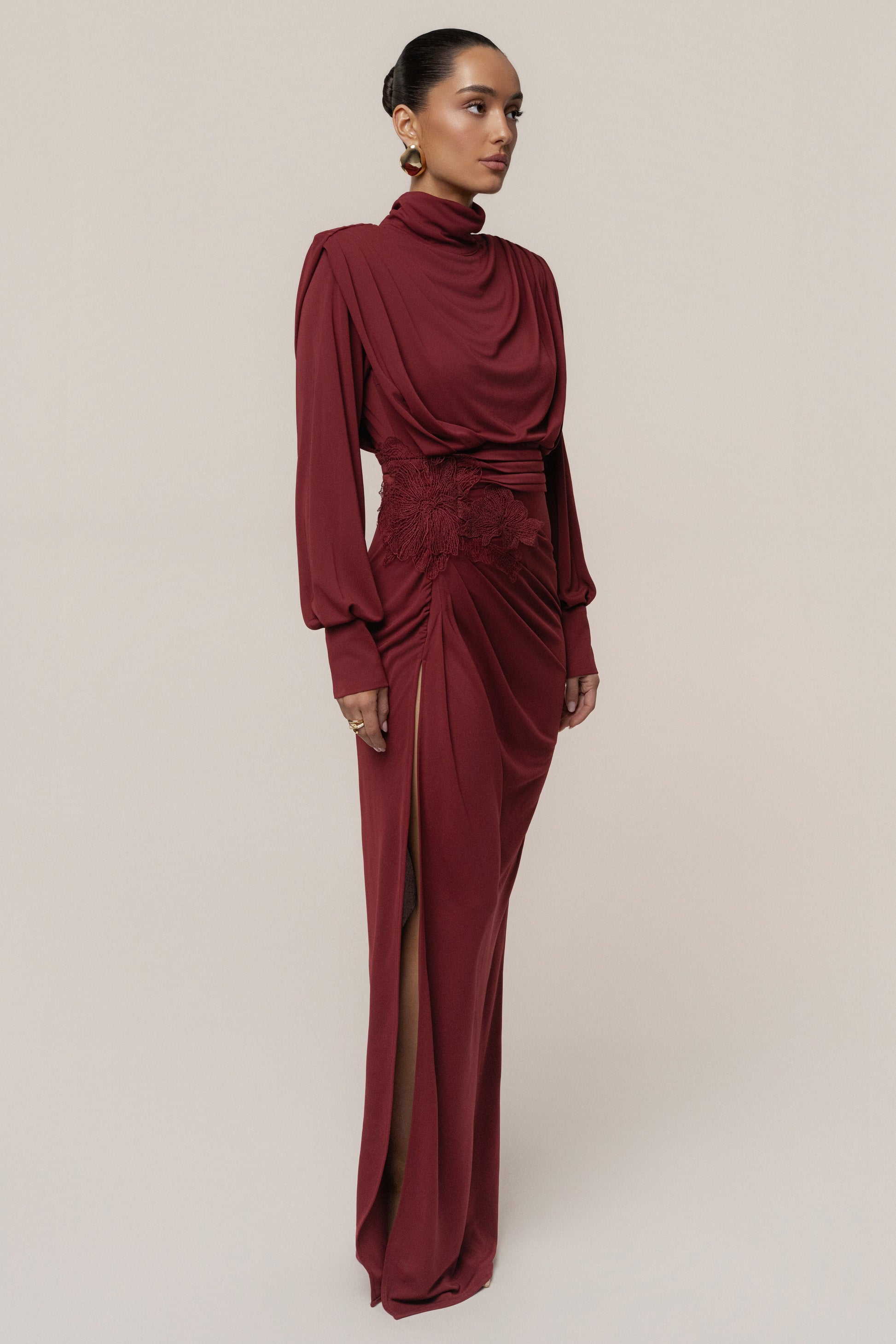 Burgundy Radiance Maxi Gown JLUXLABEL