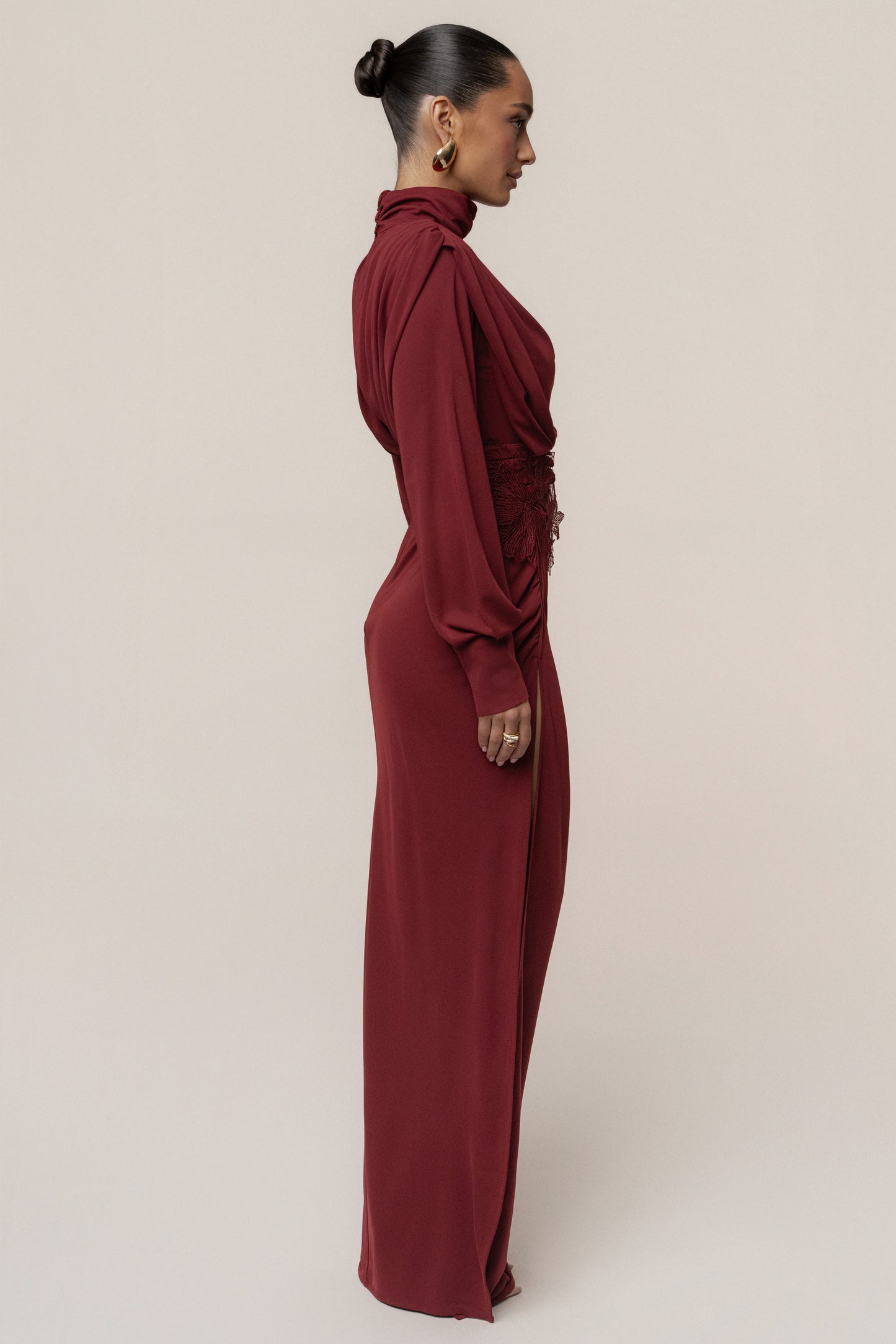 Burgundy Radiance Maxi Gown JLUXLABEL