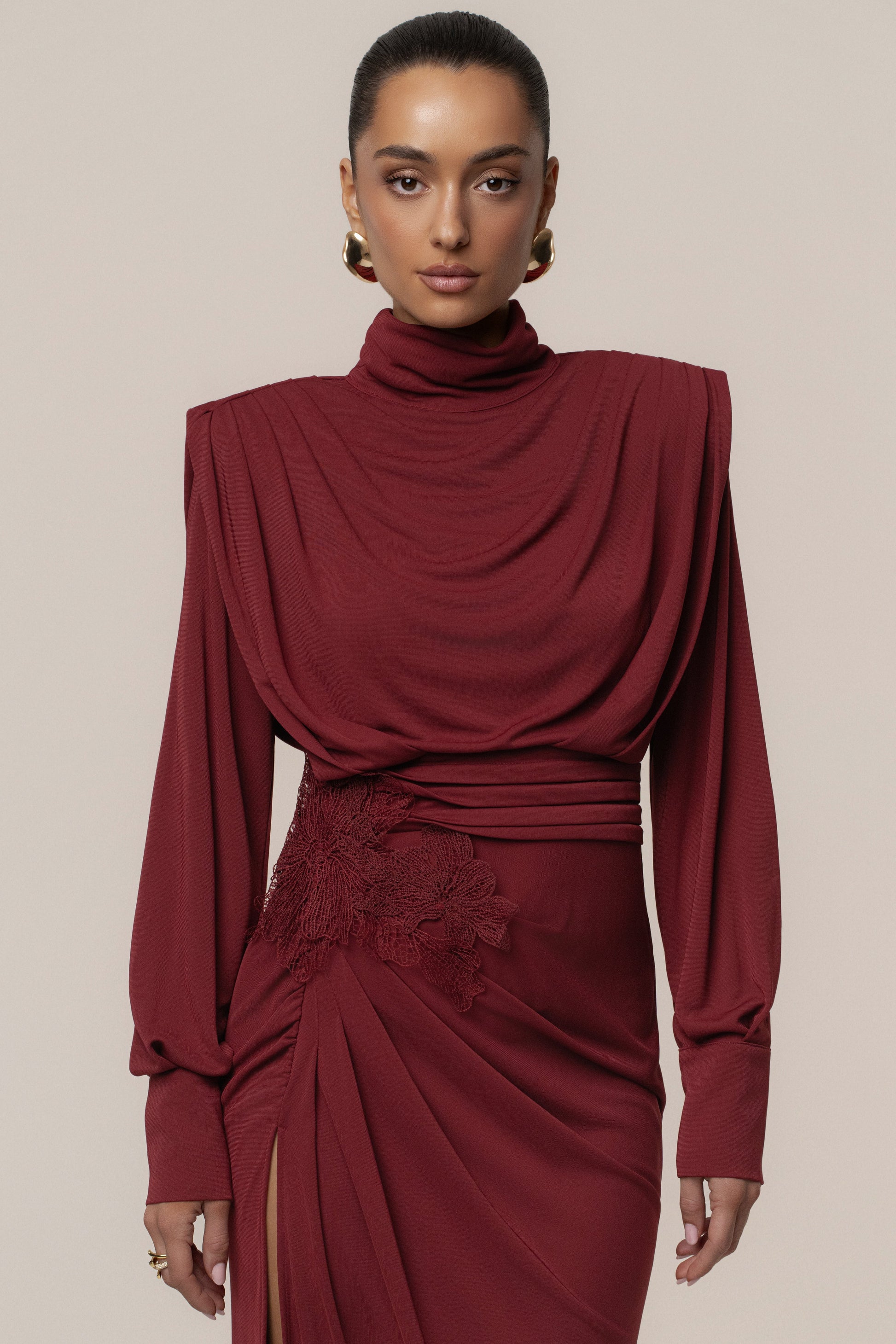 Burgundy Radiance Maxi Gown JLUXLABEL