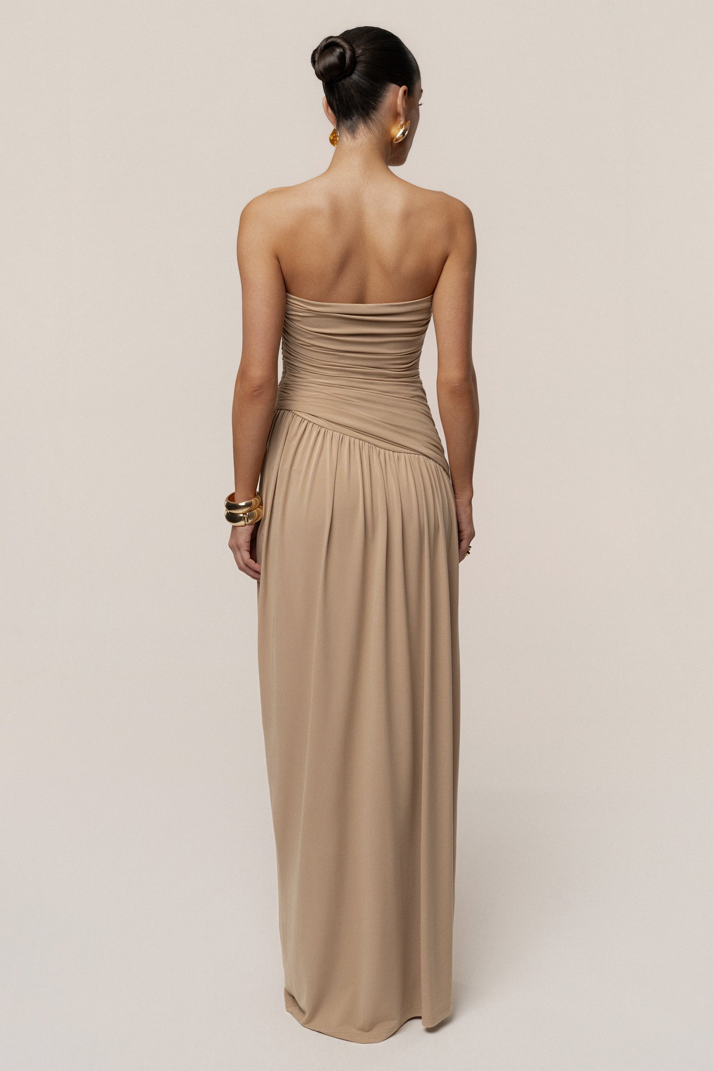 Beige Vision Of Elegance Maxi Dress JLUXLABEL