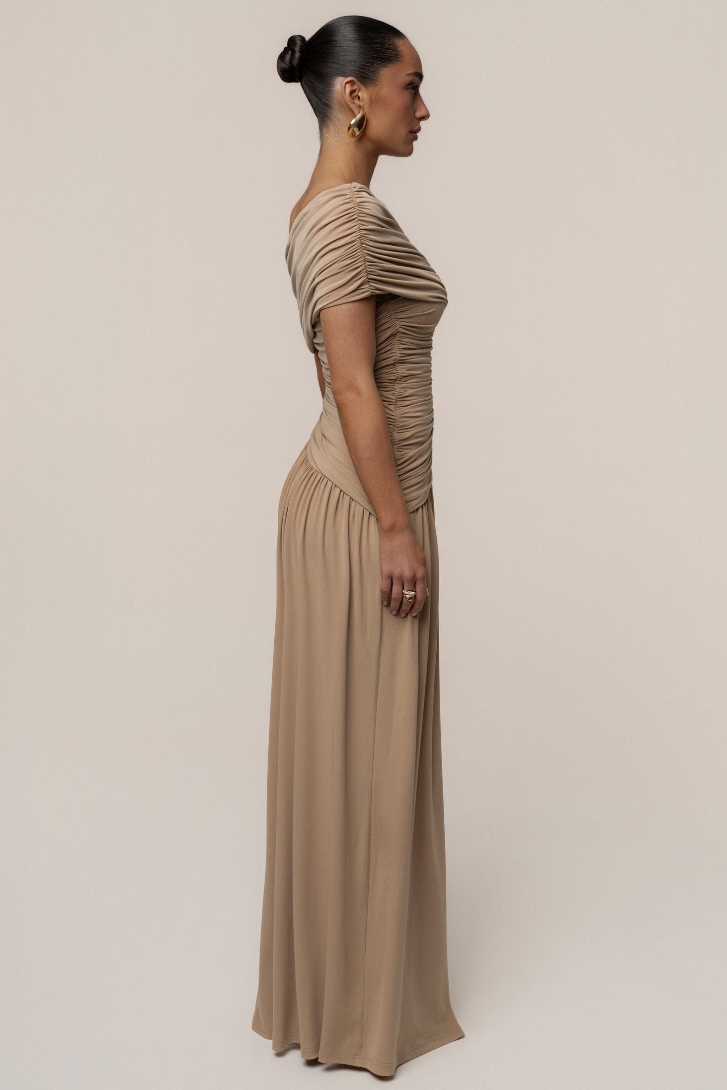 Beige Vision Of Elegance Maxi Dress JLUXLABEL