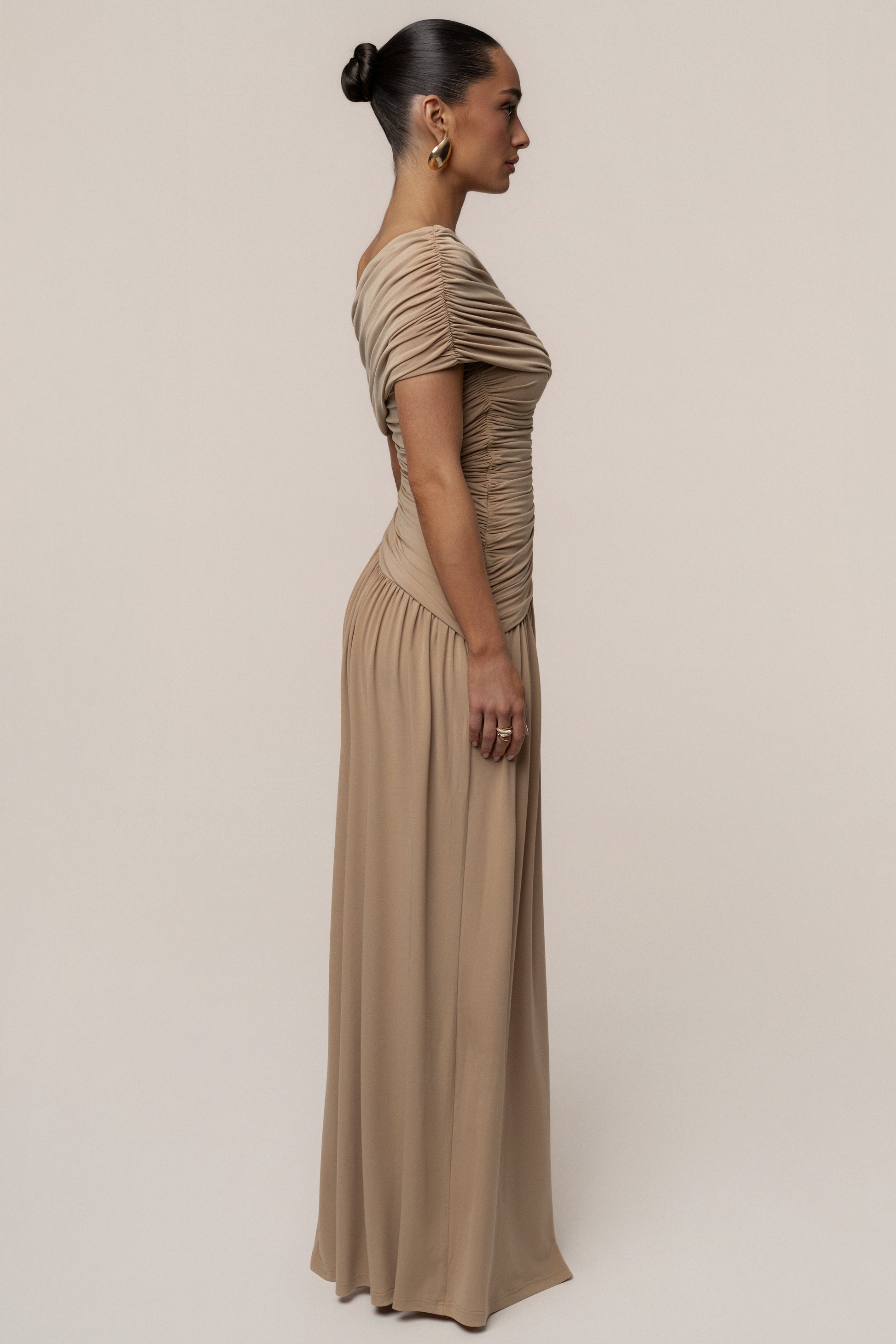 Beige Vision Of Elegance Maxi Dress JLUXLABEL