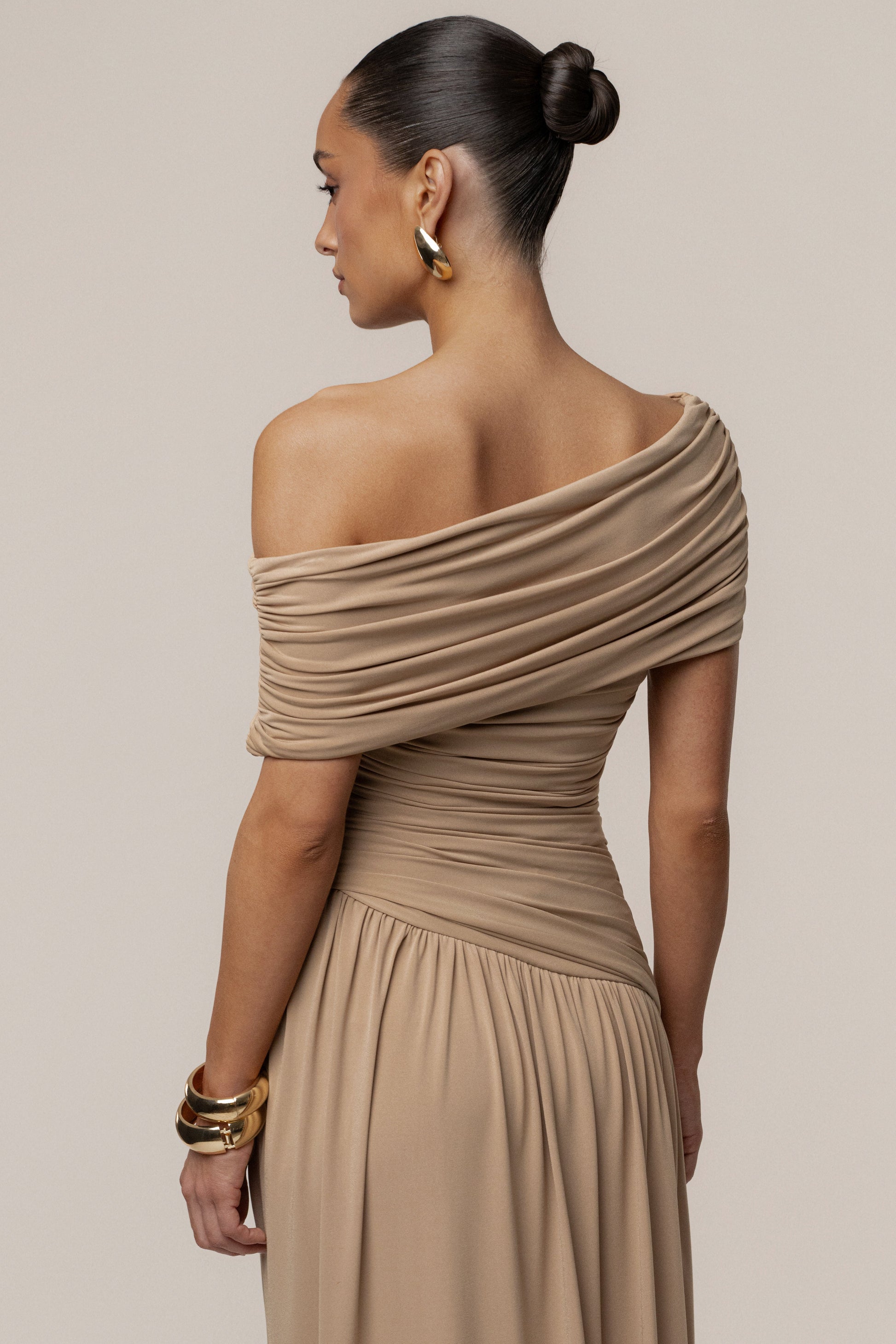 Beige Vision Of Elegance Maxi Dress JLUXLABEL