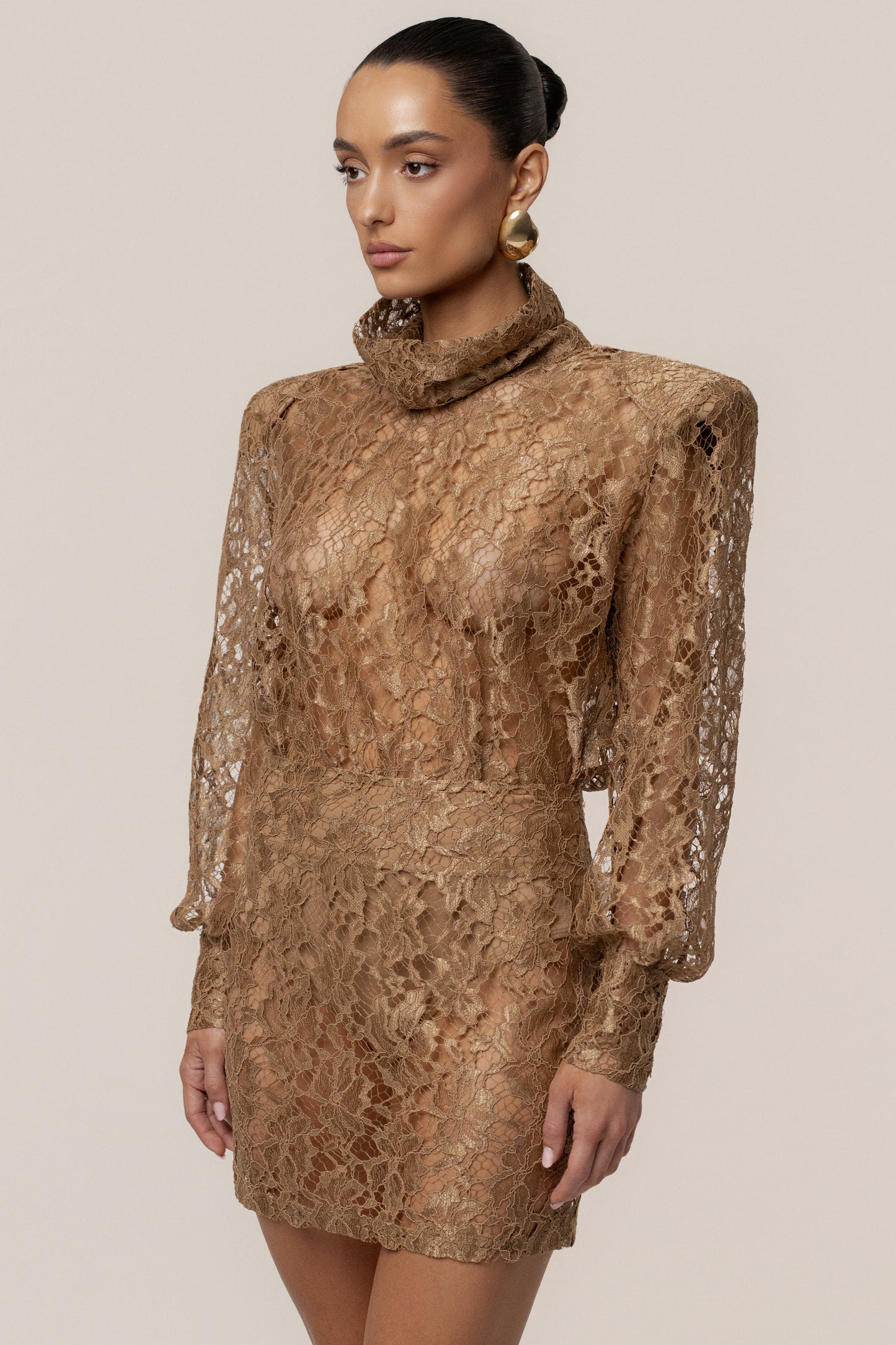 Beige Devotion Lace Bodysuit & Skirt Set JLUXLABEL
