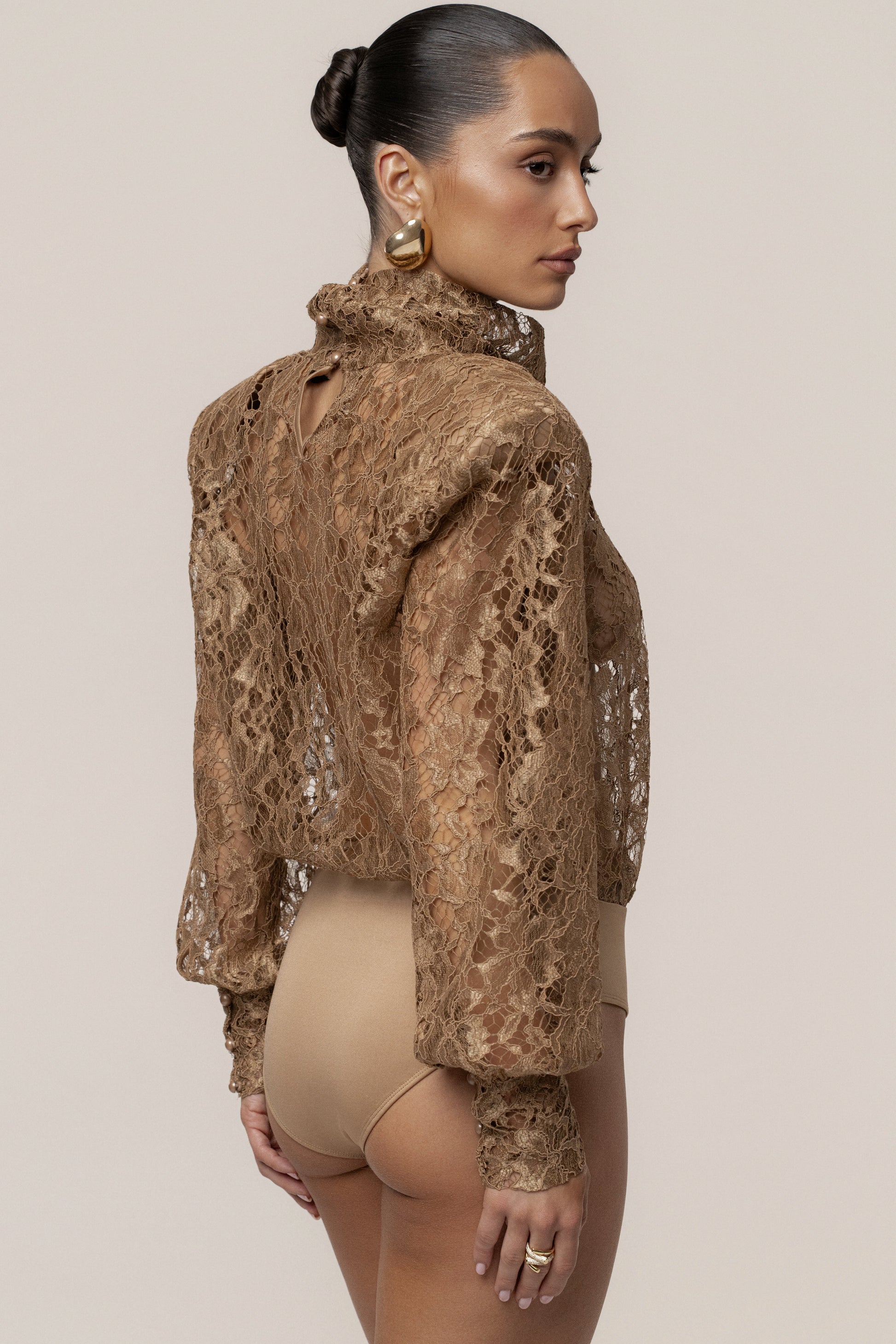 Beige Devotion Lace Bodysuit & Skirt Set JLUXLABEL