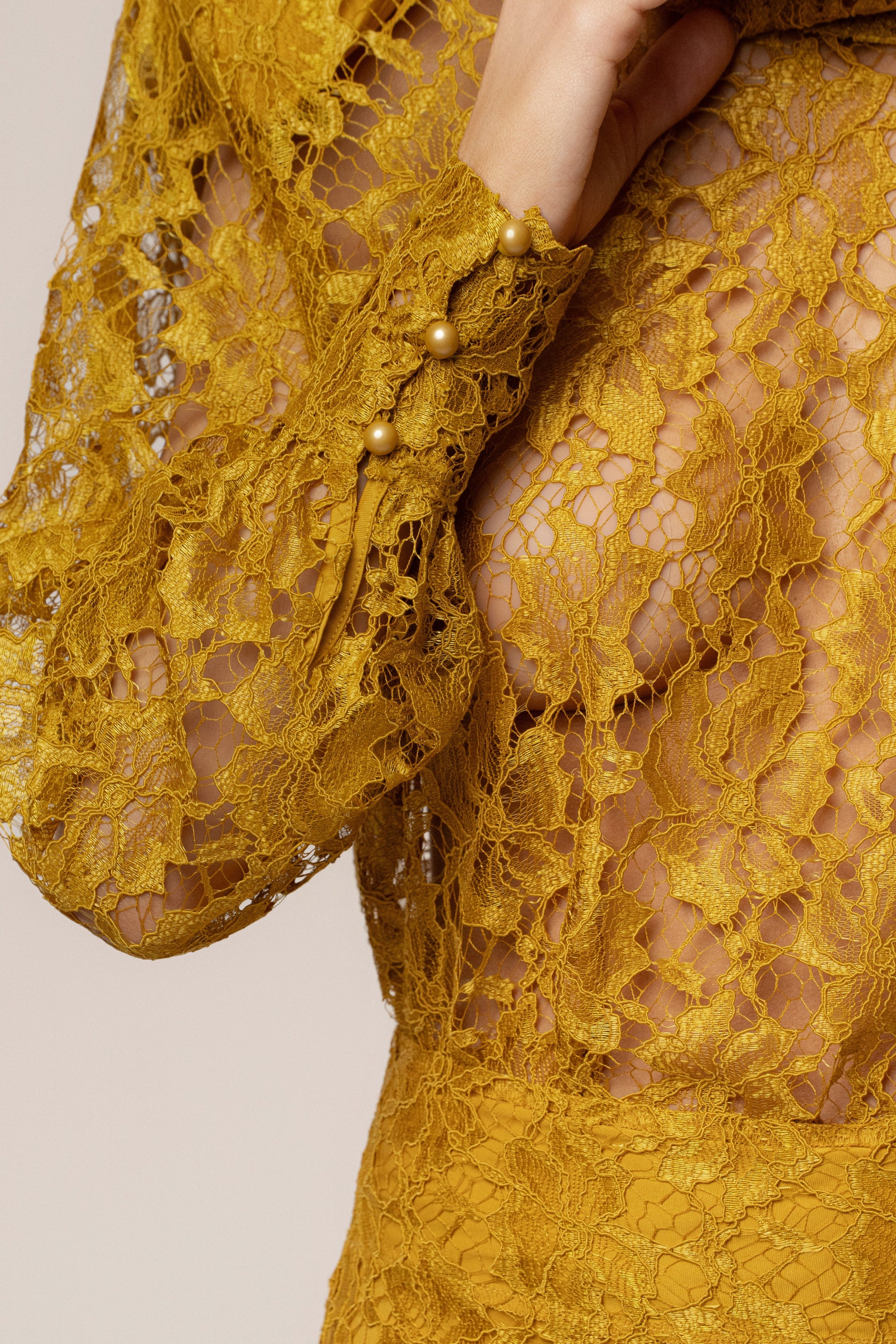 Mustard Devotion Lace Bodysuit & Skirt Set JLUXLABEL