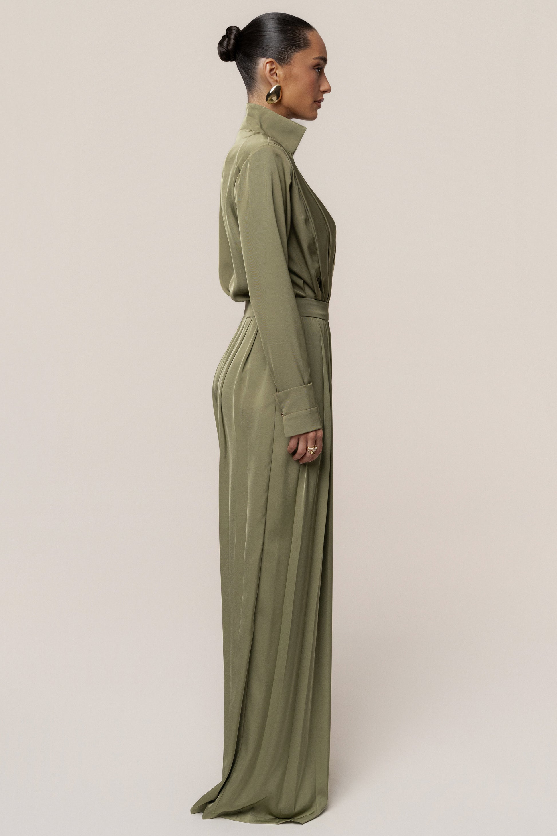 Olive Visionary Pleated Bodysuit JLUXLABEL
