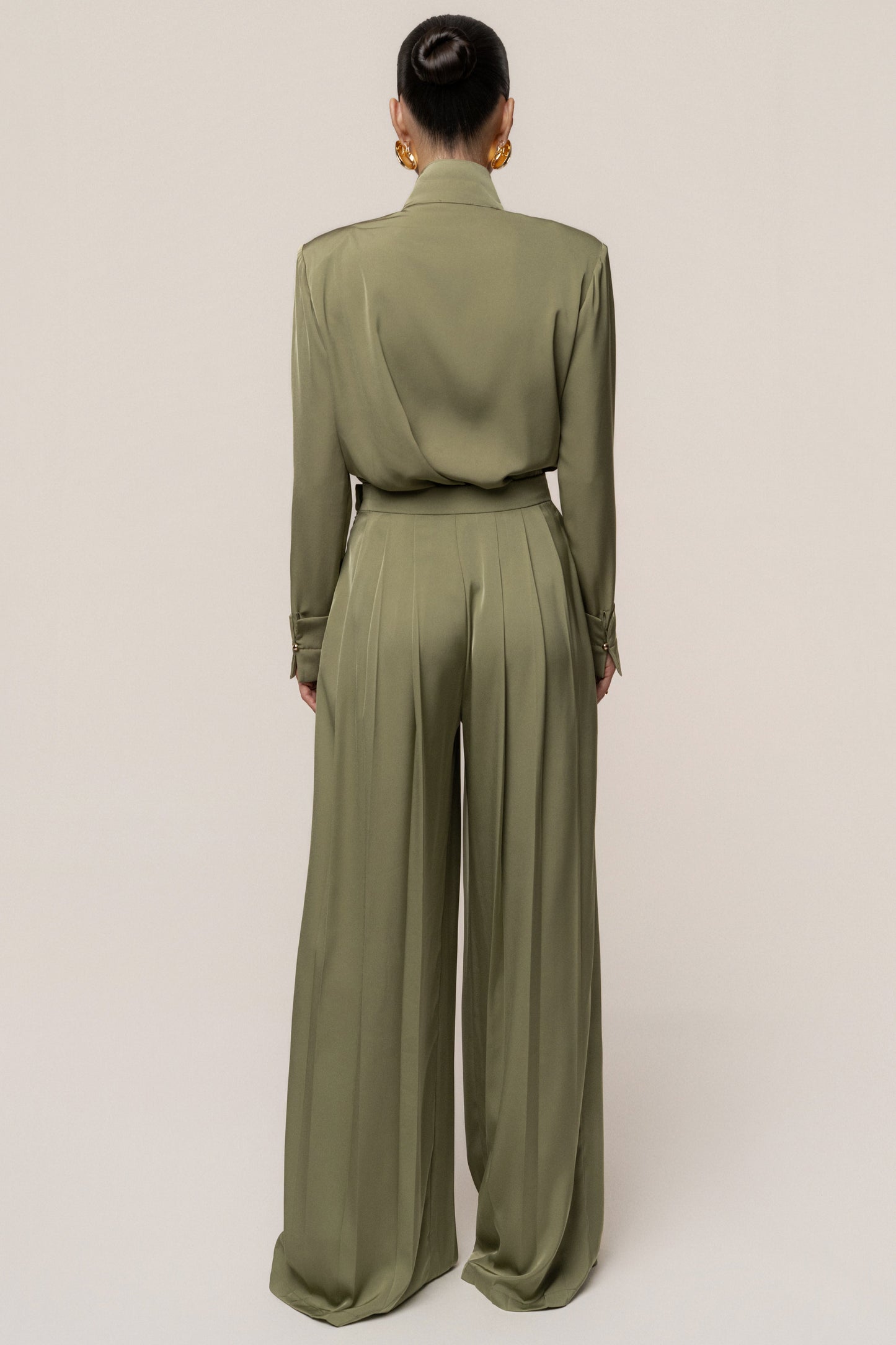 Olive Visionary Pleated Bodysuit JLUXLABEL