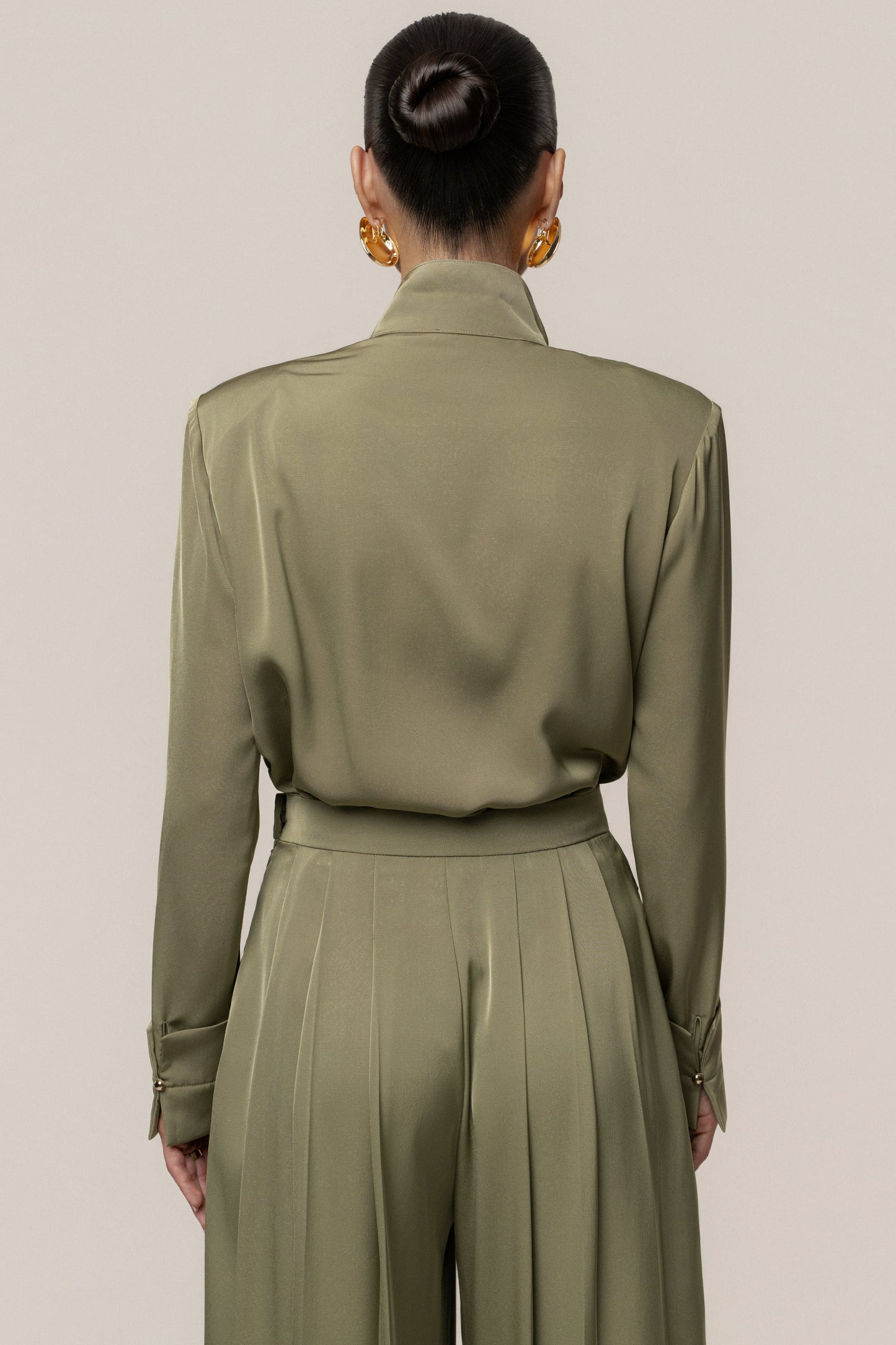 Olive Visionary Pleated Bodysuit JLUXLABEL