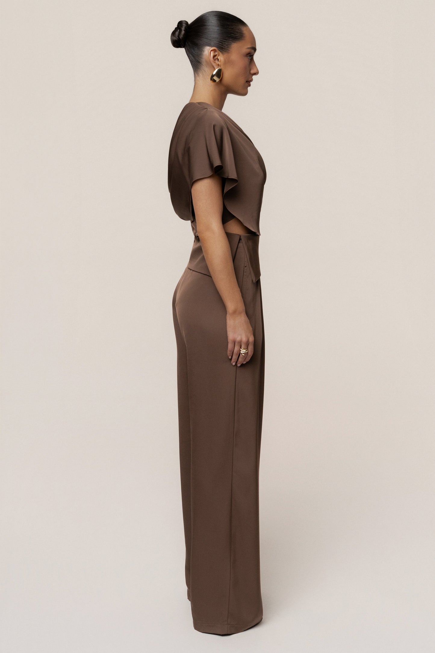 Chocolate Gleam and Glow Satin Top JLUXLABEL