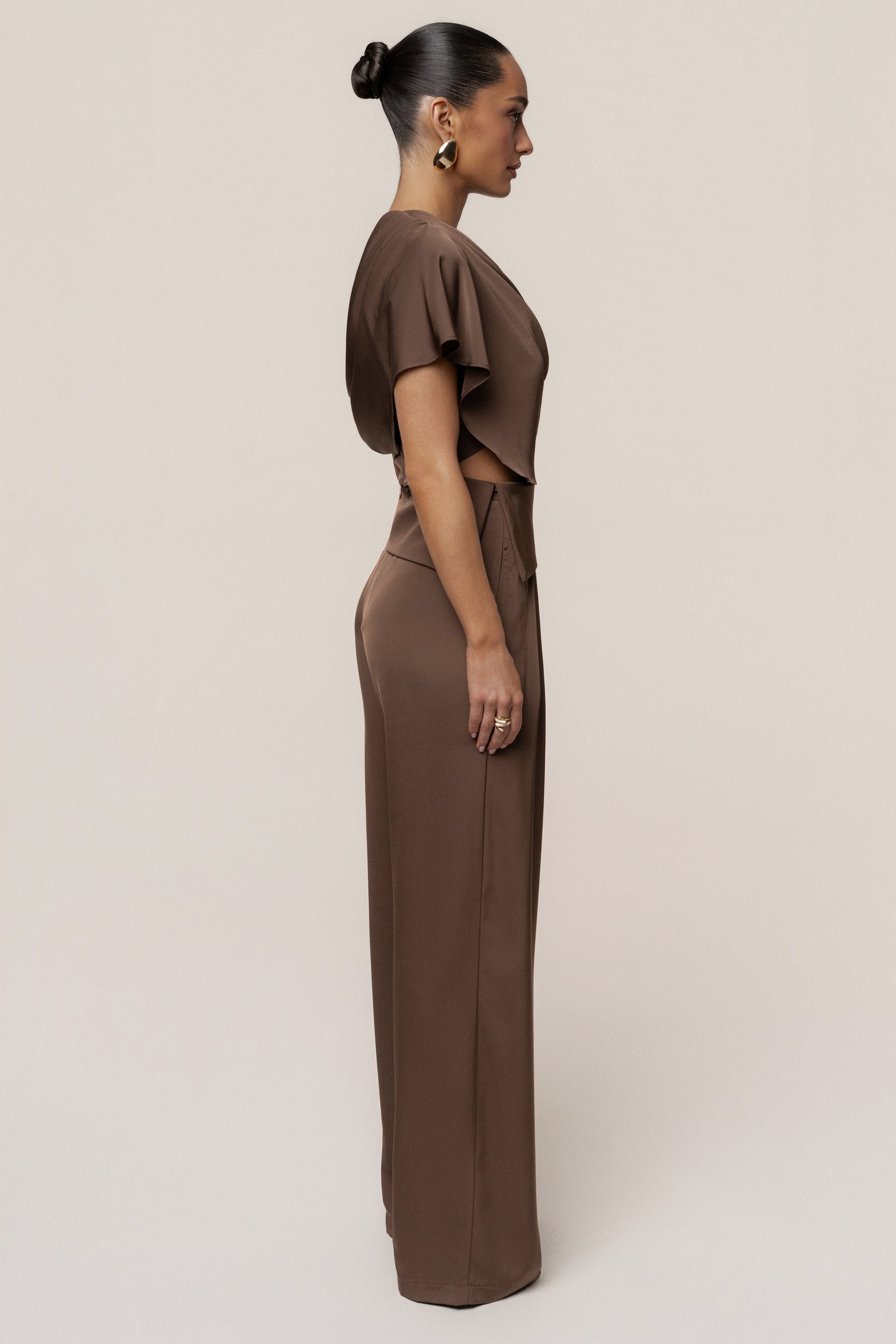 Chocolate Gleam and Glow Satin Top JLUXLABEL
