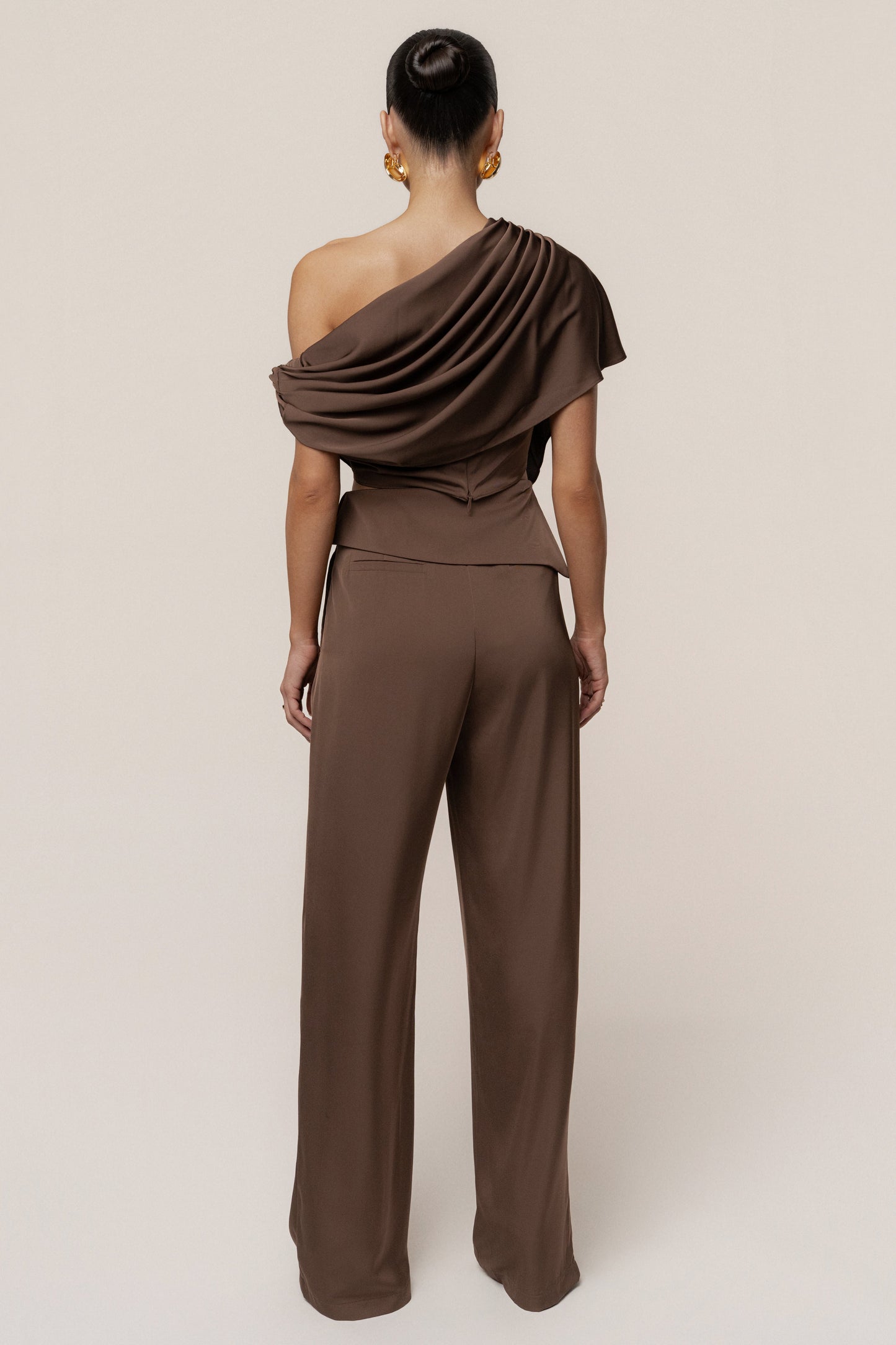 Chocolate Gleam and Glow Satin Top JLUXLABEL
