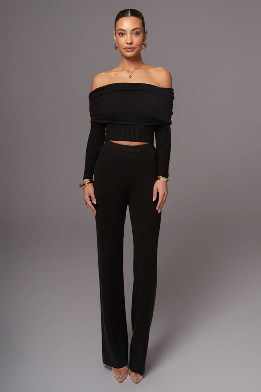 Black Alani Knit Pants JLUXLABEL