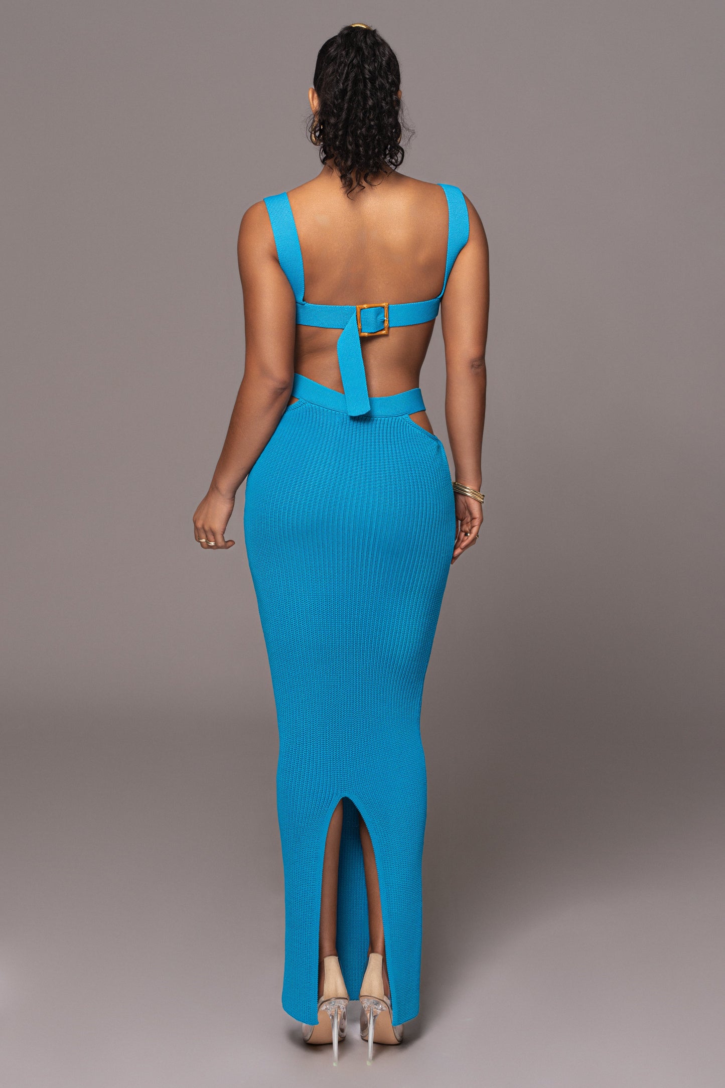 Blue Nikole Ribbed Skirt Set