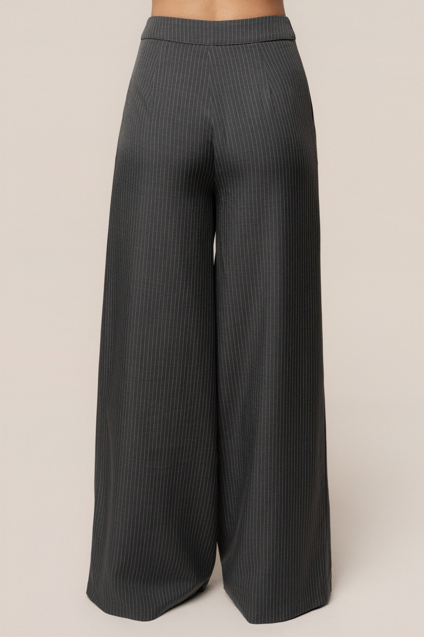 Grey Relaxed Pinstripe Pant Set JLUXLABEL