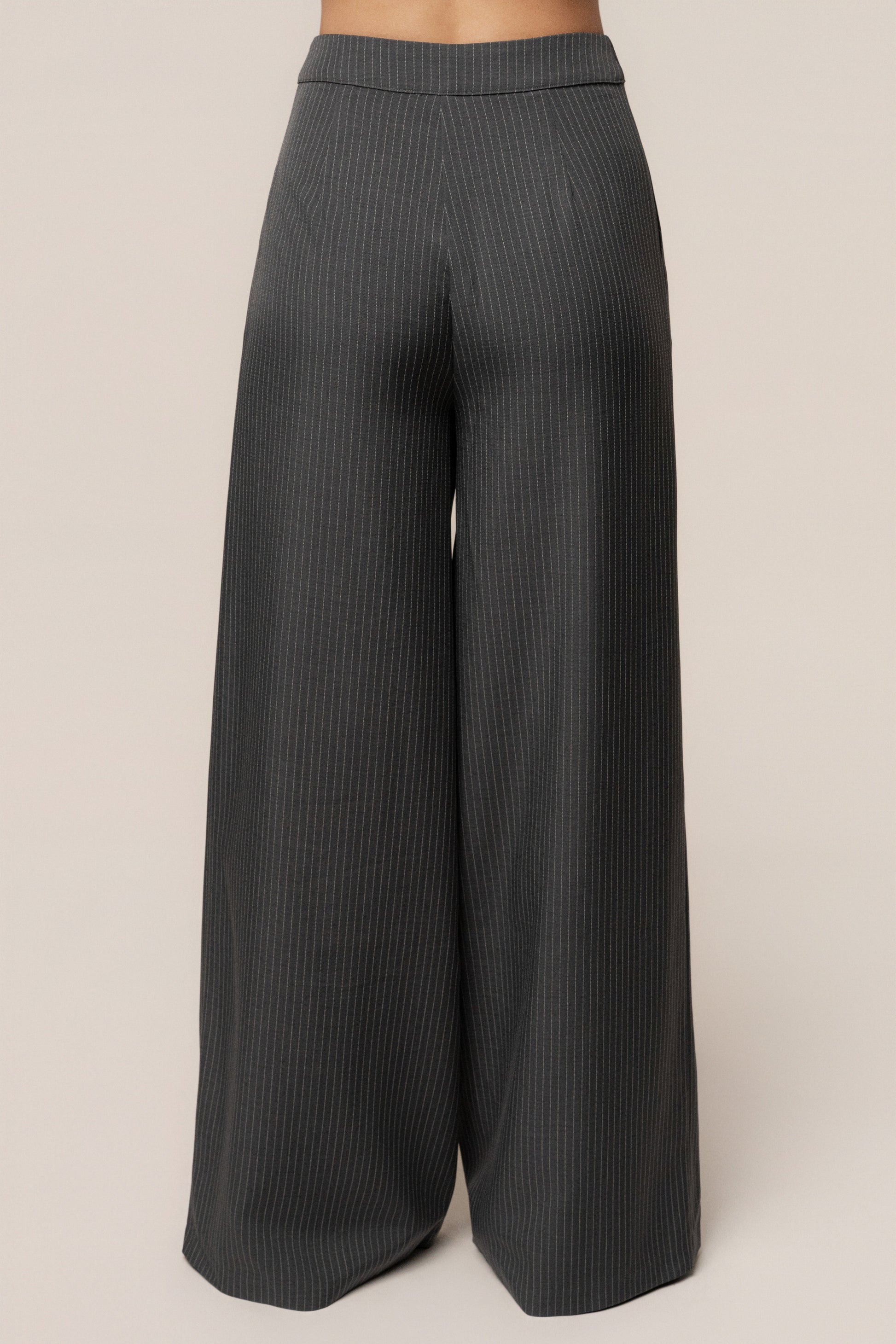 Grey Relaxed Pinstripe Pant Set JLUXLABEL
