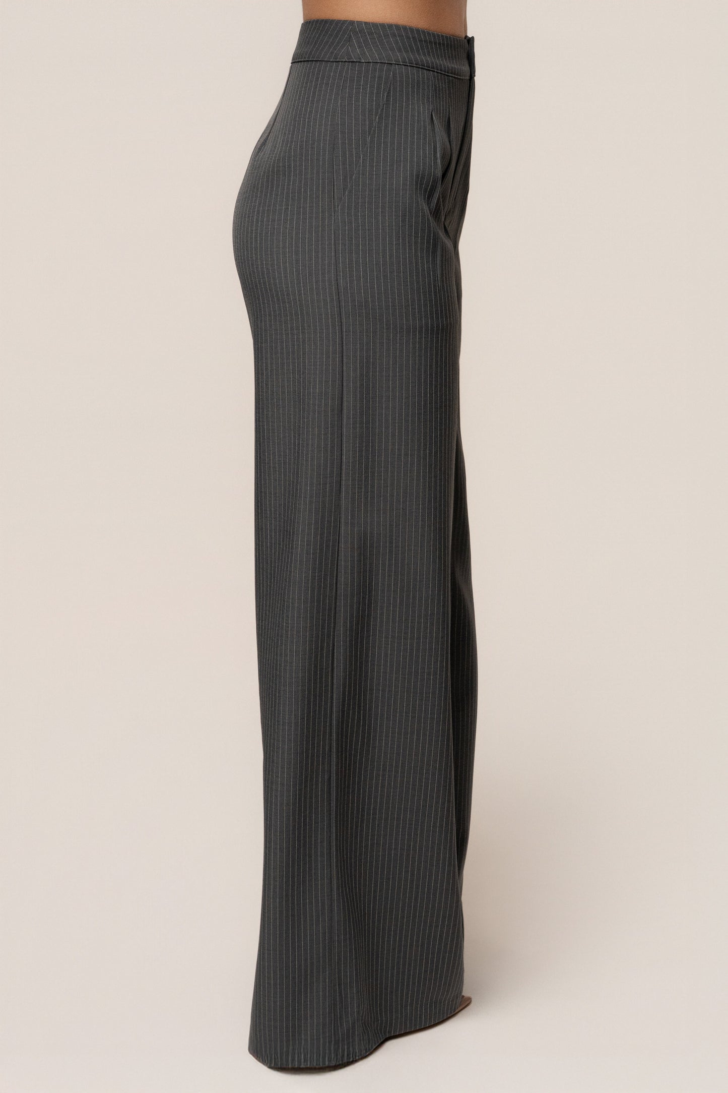 Grey Relaxed Pinstripe Pant Set JLUXLABEL