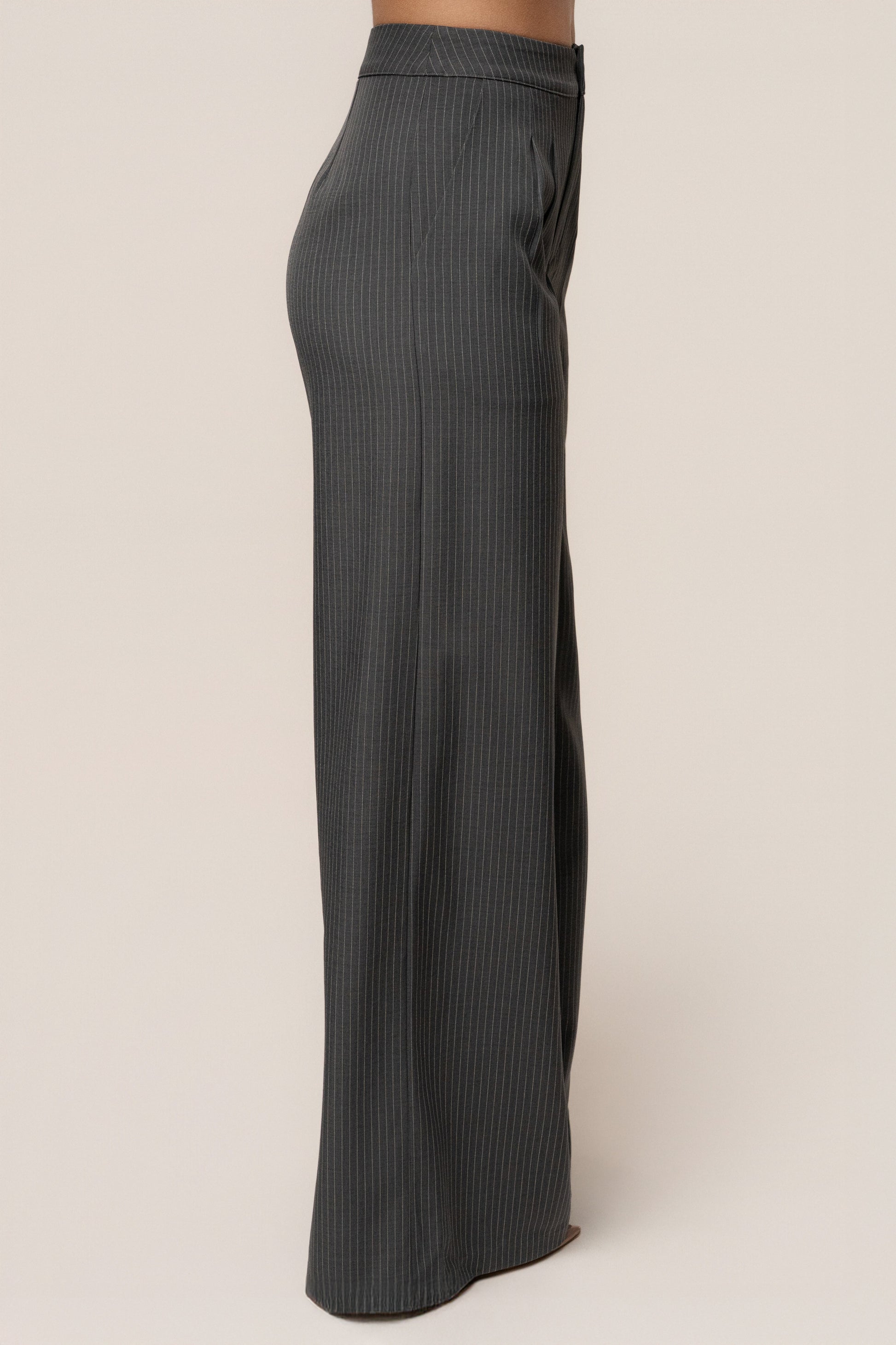 Grey Relaxed Pinstripe Pant Set JLUXLABEL