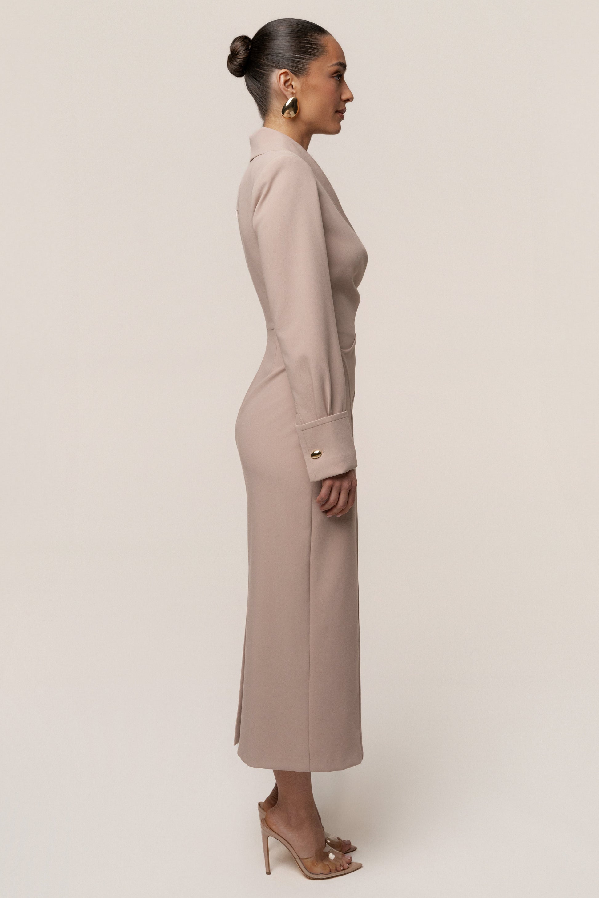 Taupe Manifest Blazer Midi Dress JLUXLABEL