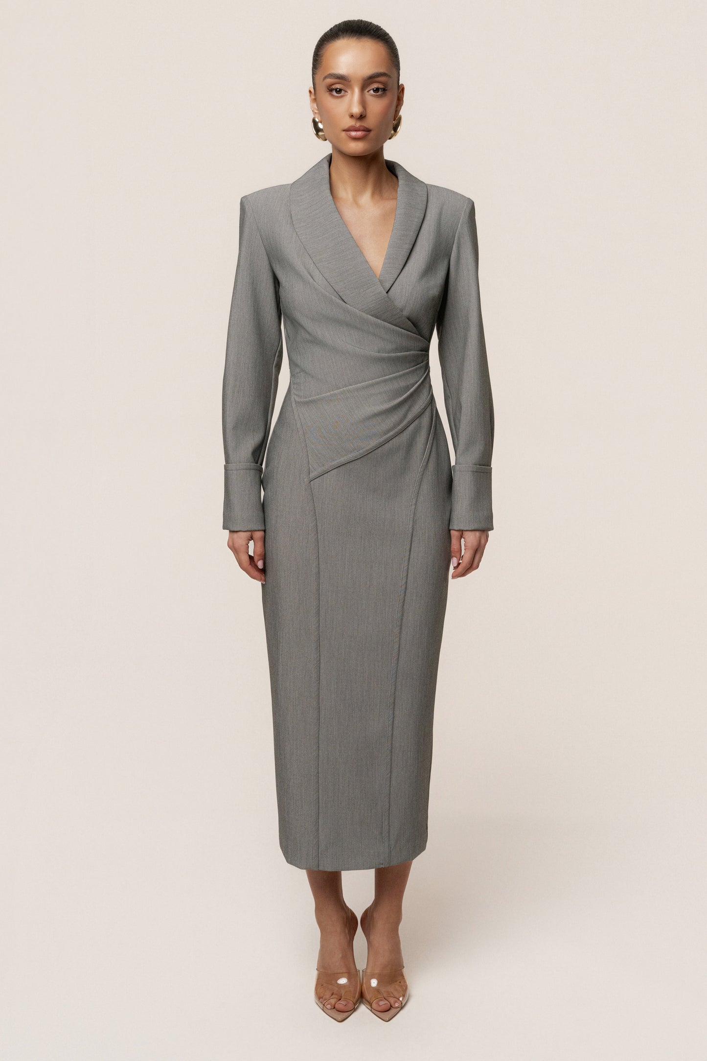 Grey Manifest Blazer Midi Dress JLUXLABEL