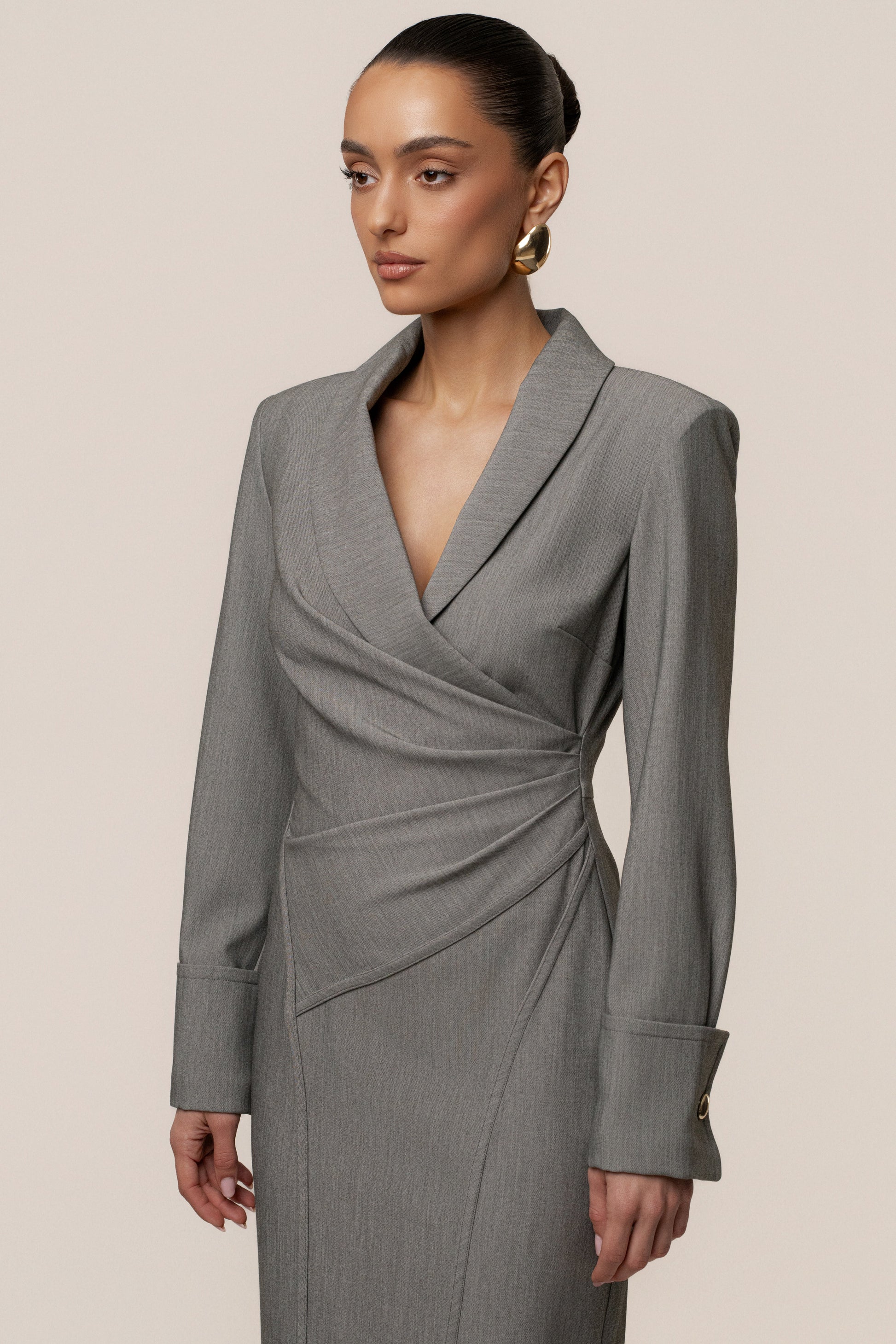 Grey Manifest Blazer Midi Dress JLUXLABEL