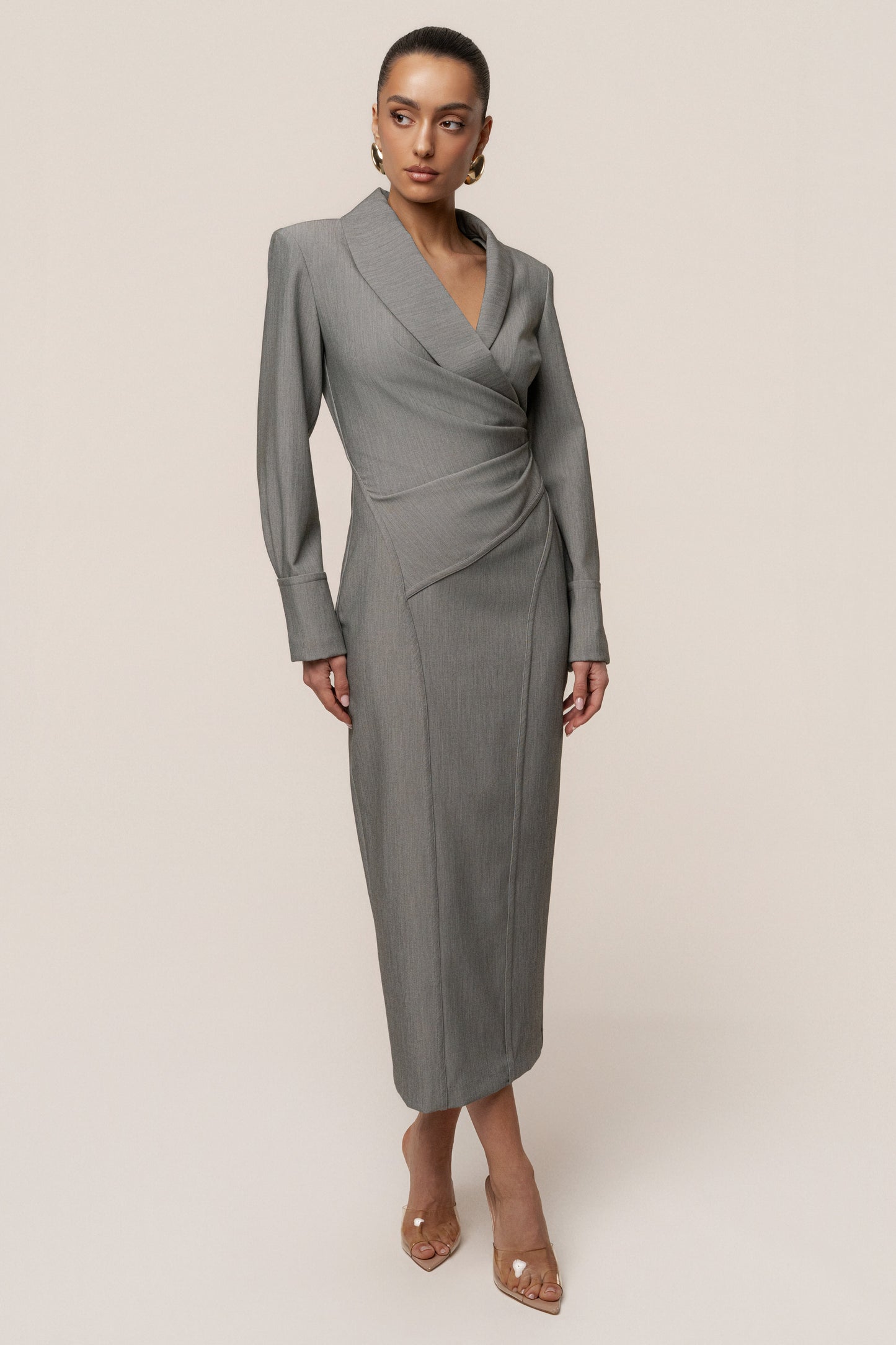 Grey Manifest Blazer Midi Dress JLUXLABEL
