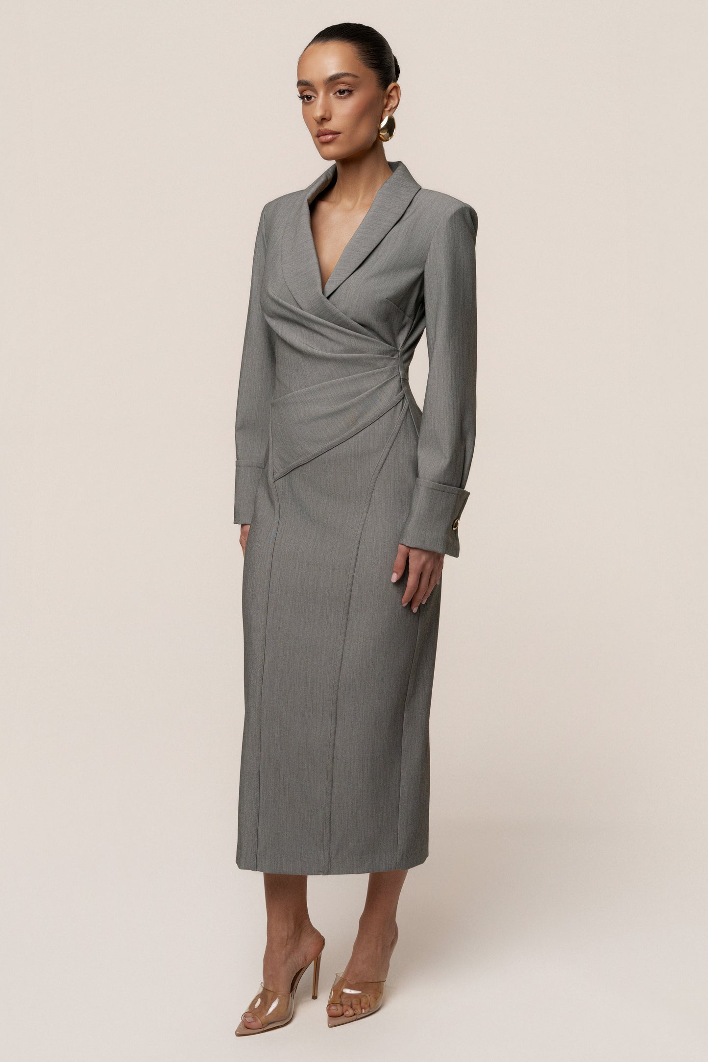 Grey Manifest Blazer Midi Dress JLUXLABEL