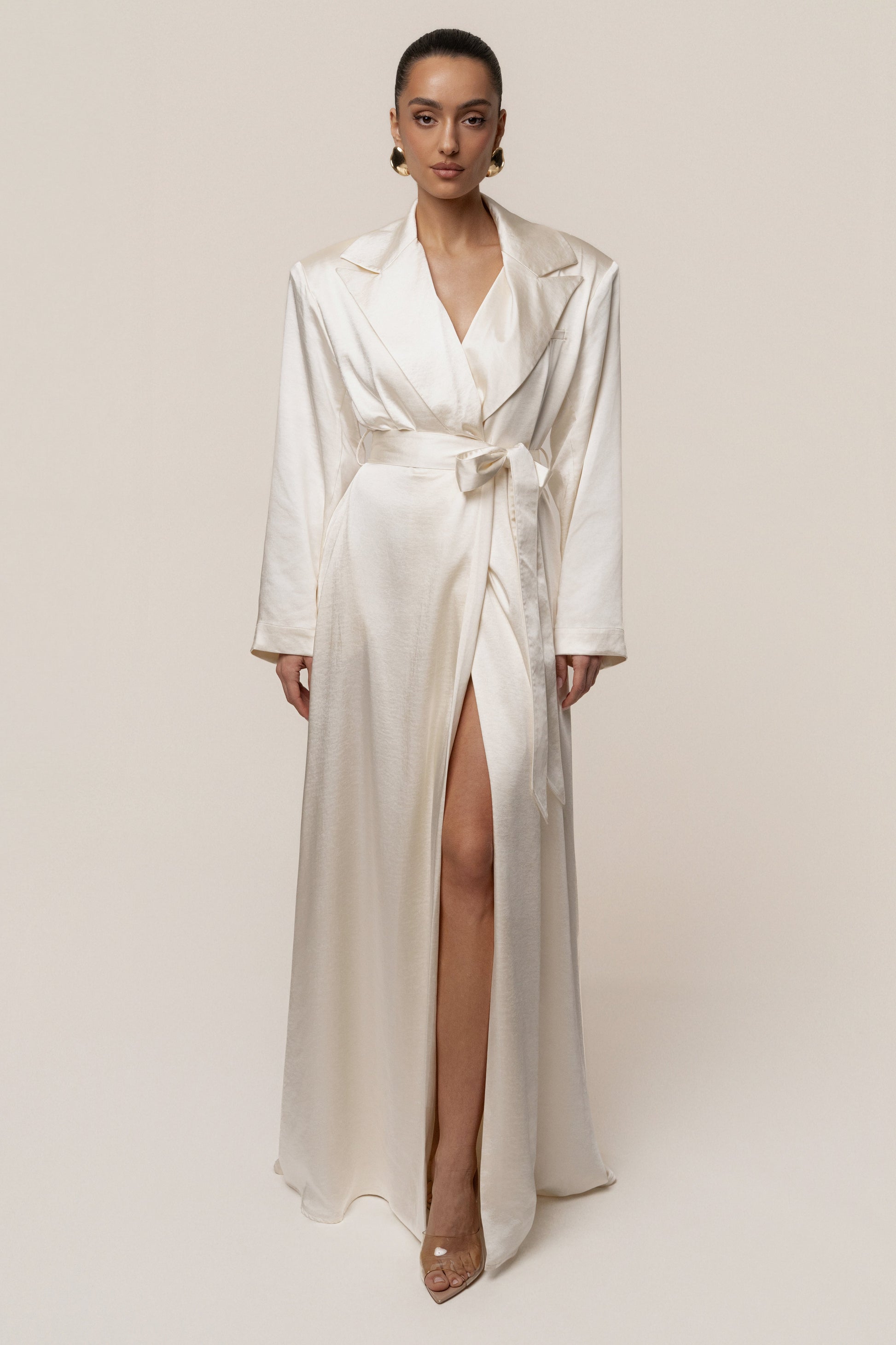 Ivory Satin Embrace Maxi Dress JLUXLABEL