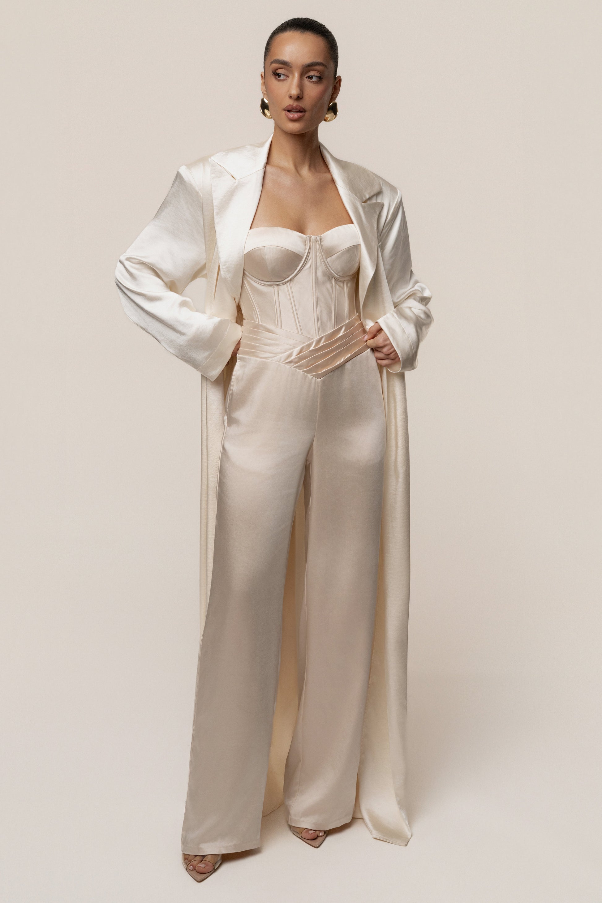 Ivory Satin Embrace Maxi Dress JLUXLABEL